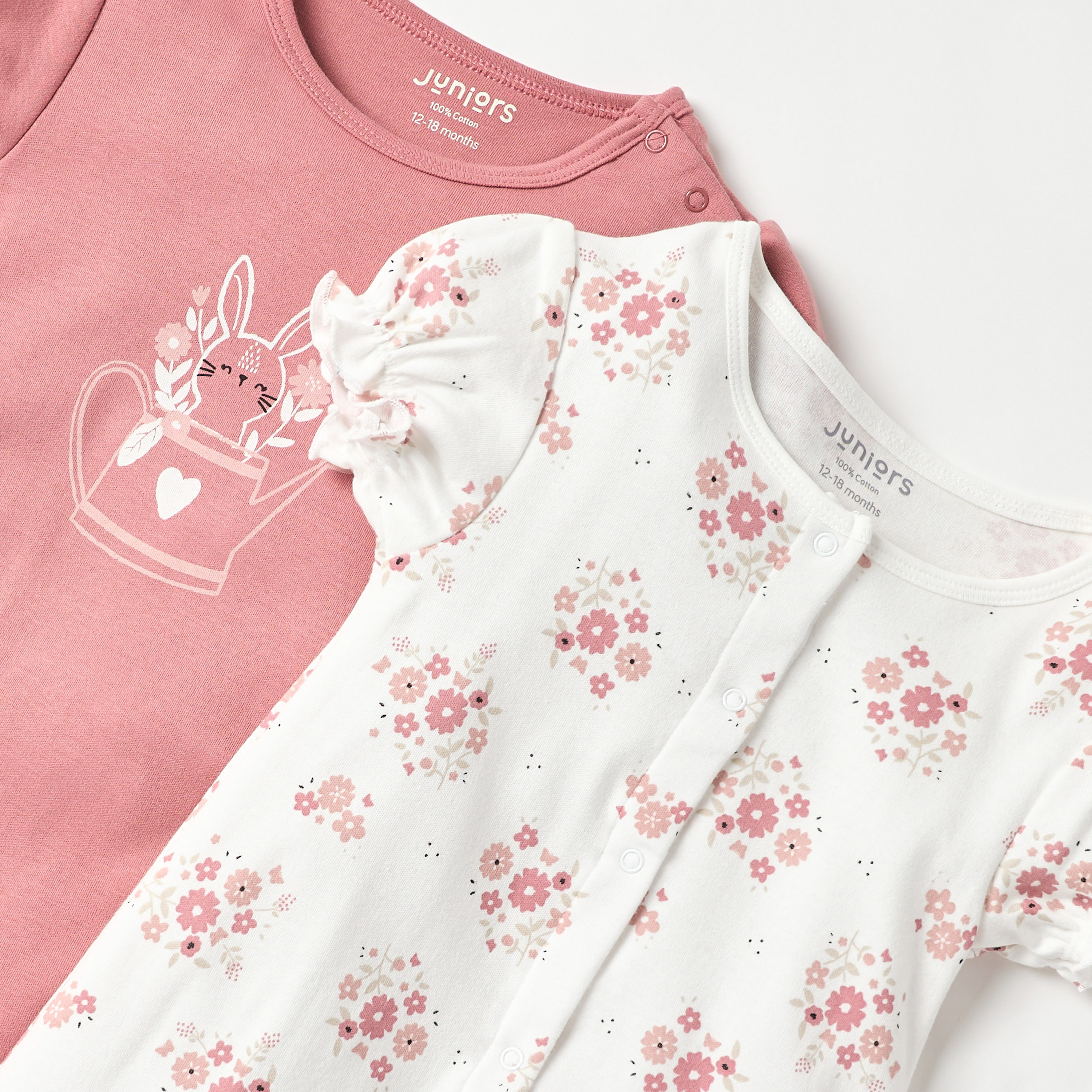 أفرولات بأكمام منفوخة وطبعات من جونيورز - طقم 2 قطع-baby-girls-clothing-rompers-image-4