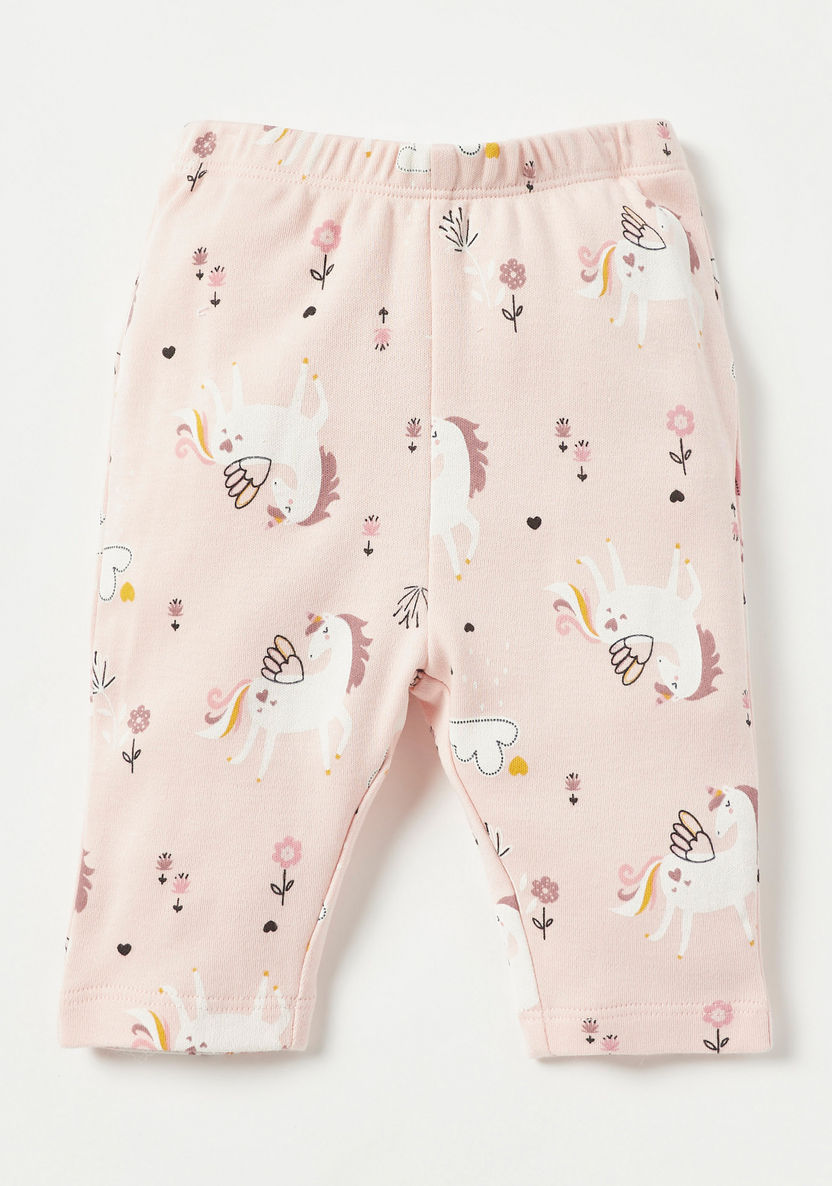Juniors Unicorn Print Long Sleeves T-shirt and Pyjama Set-Pyjama Sets-image-2