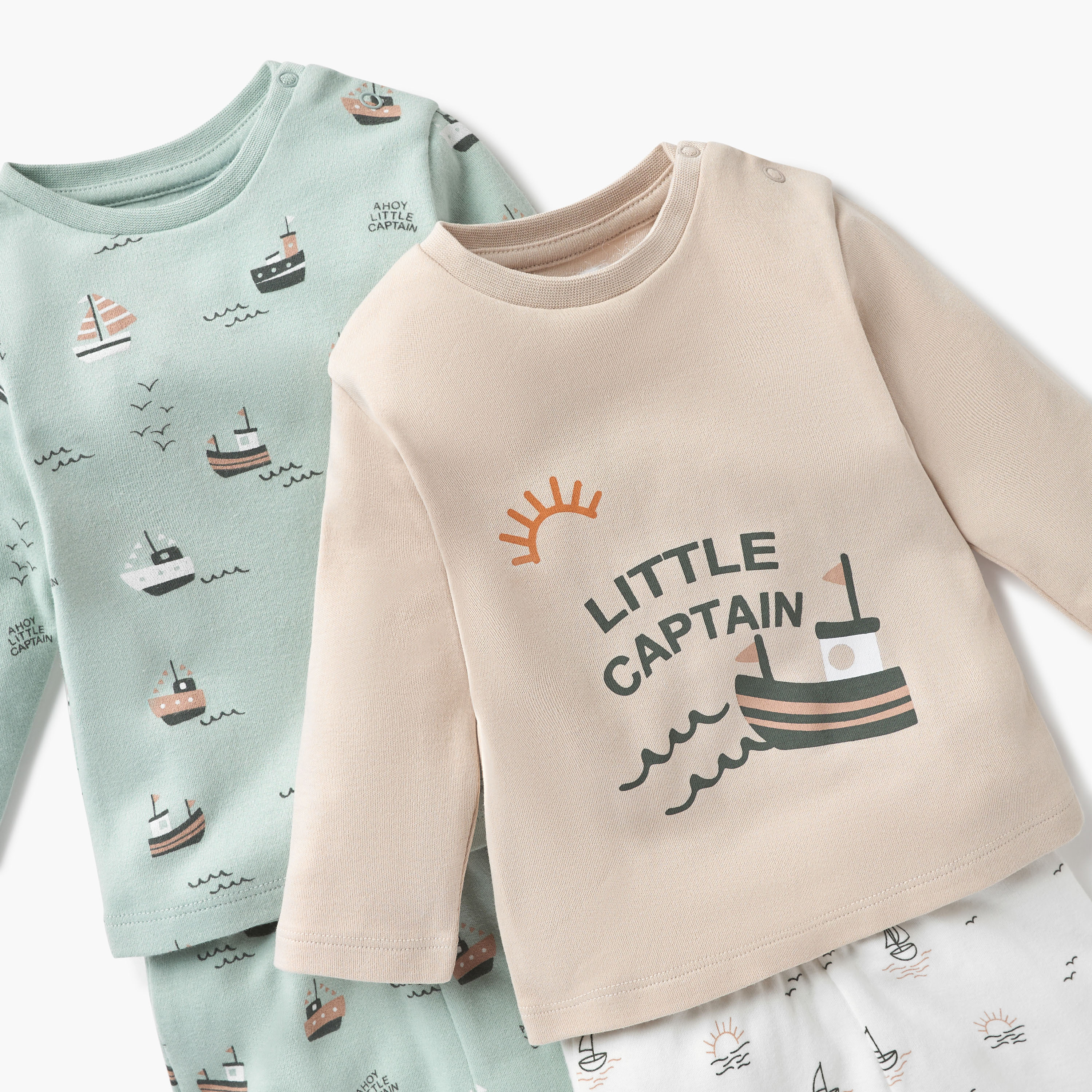 Juniors Ship Print T-shirts and Pyjamas - Set of 2-baby-boys-clothing-nightwear-pyjamasets-image-4