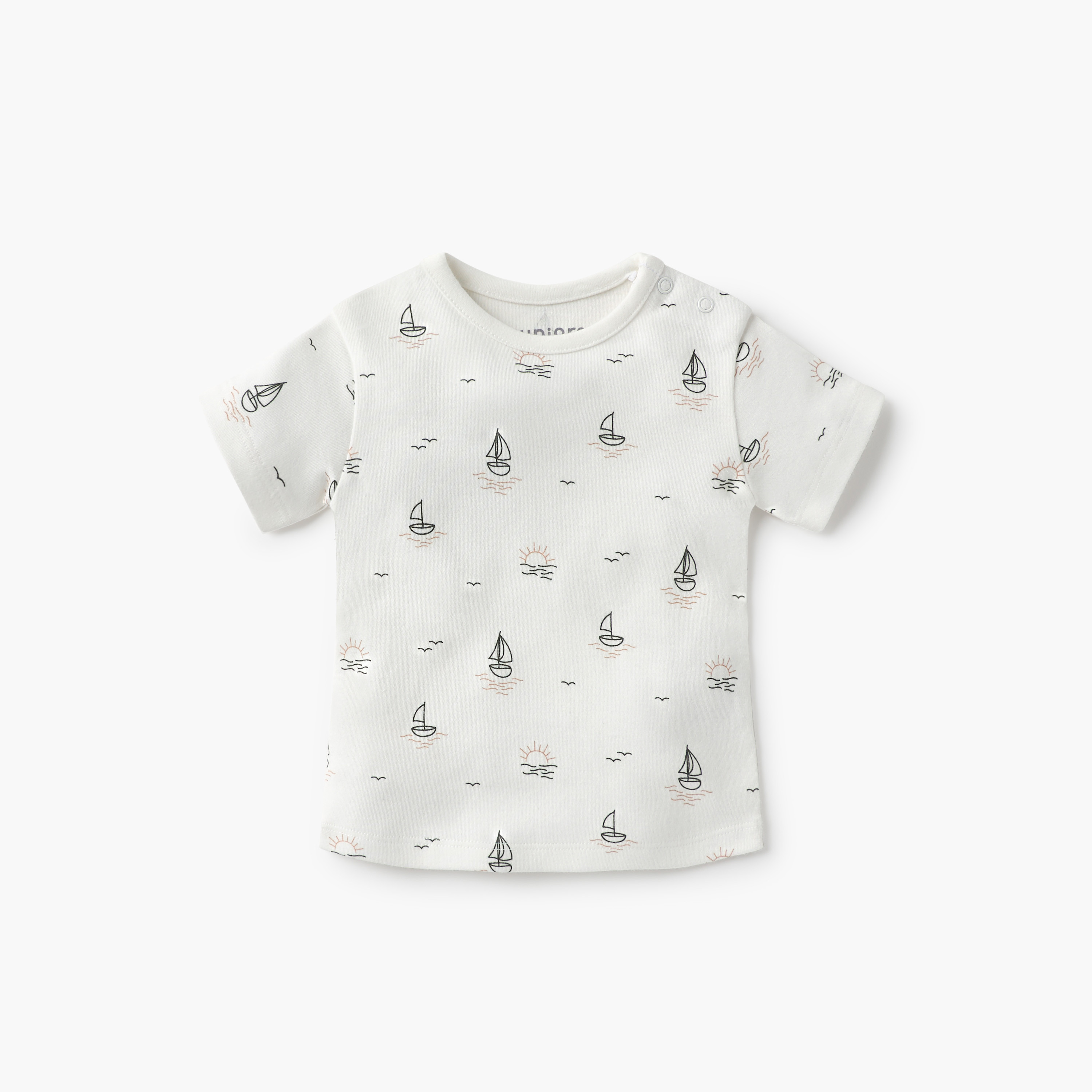 Juniors Solid Dungaree and Ship Print T-shirt Set-baby-boys-clothing-setsandcoords-image-3