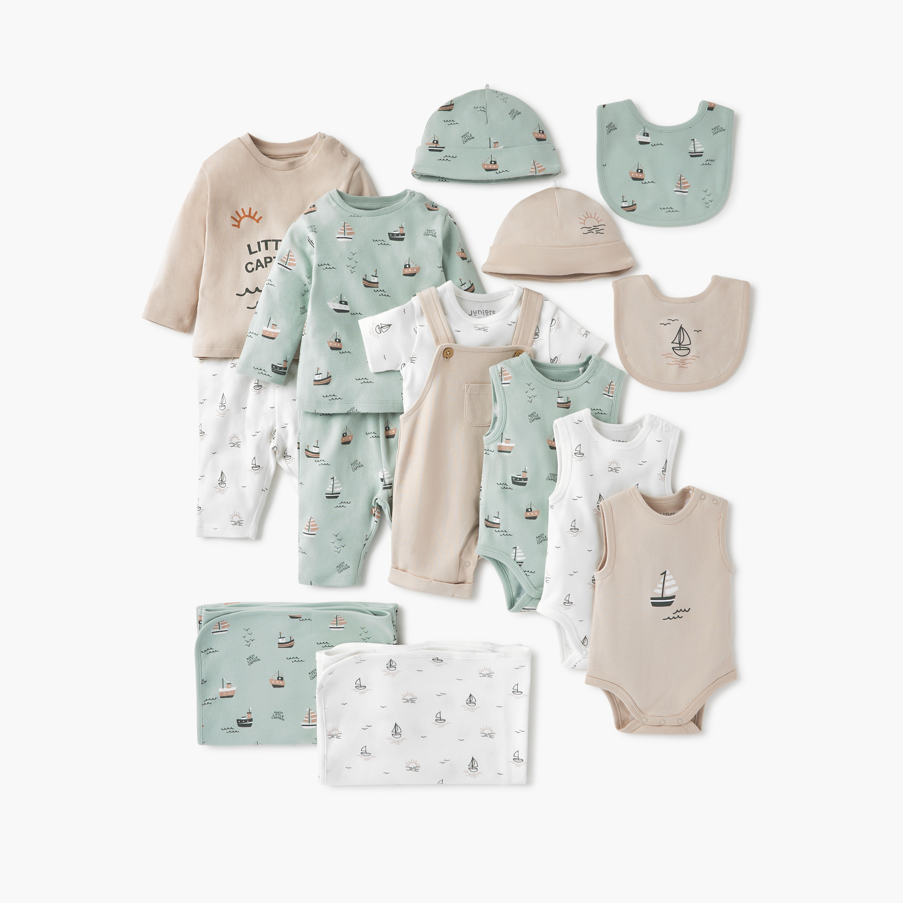 Juniors Solid Dungaree and Ship Print T-shirt Set-baby-boys-clothing-setsandcoords-image-6