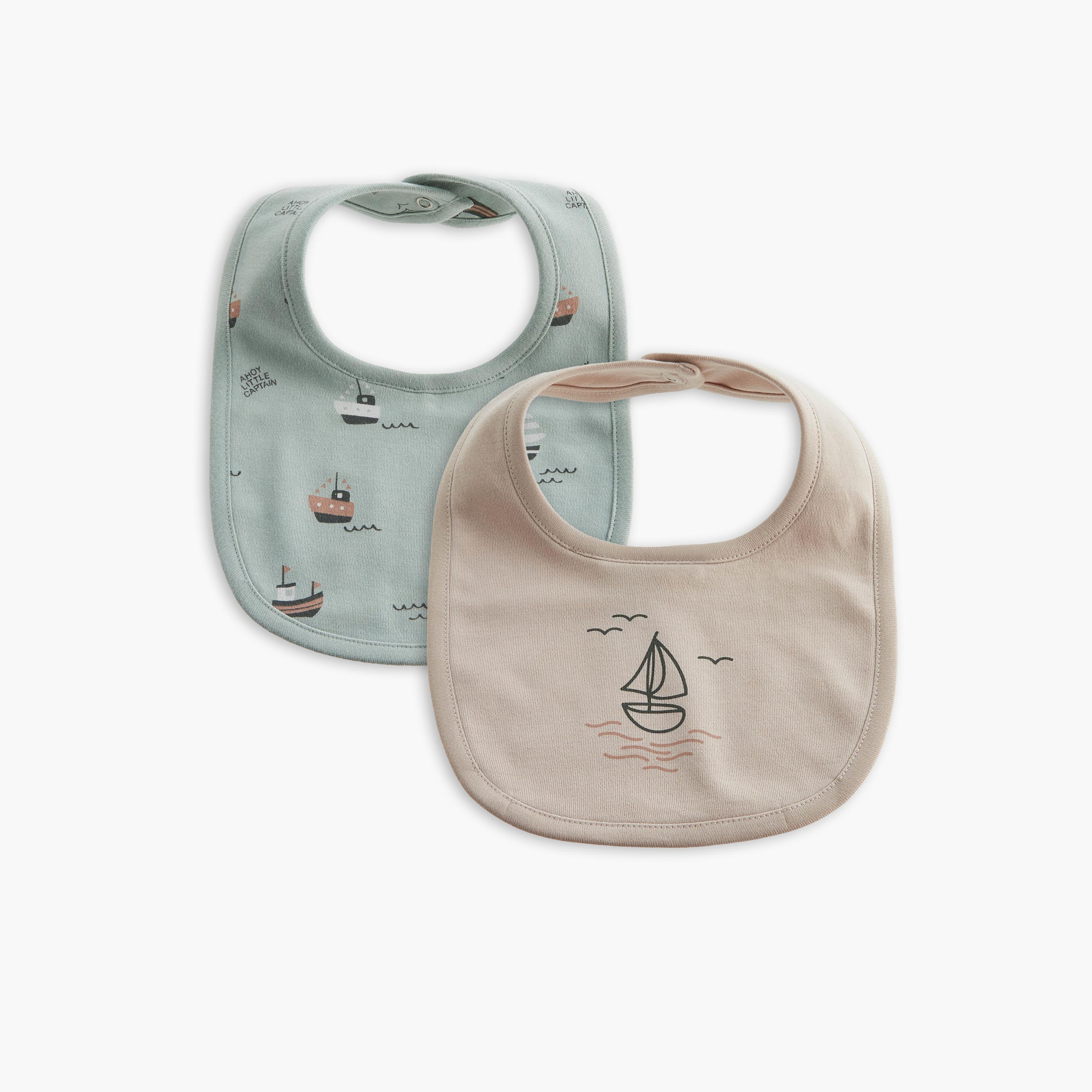 مريلة بطبعات قارب مع زر إغلاق كباس من جونيورز -  طقم من قطعتين-baby-feeding-bibs-image-1
