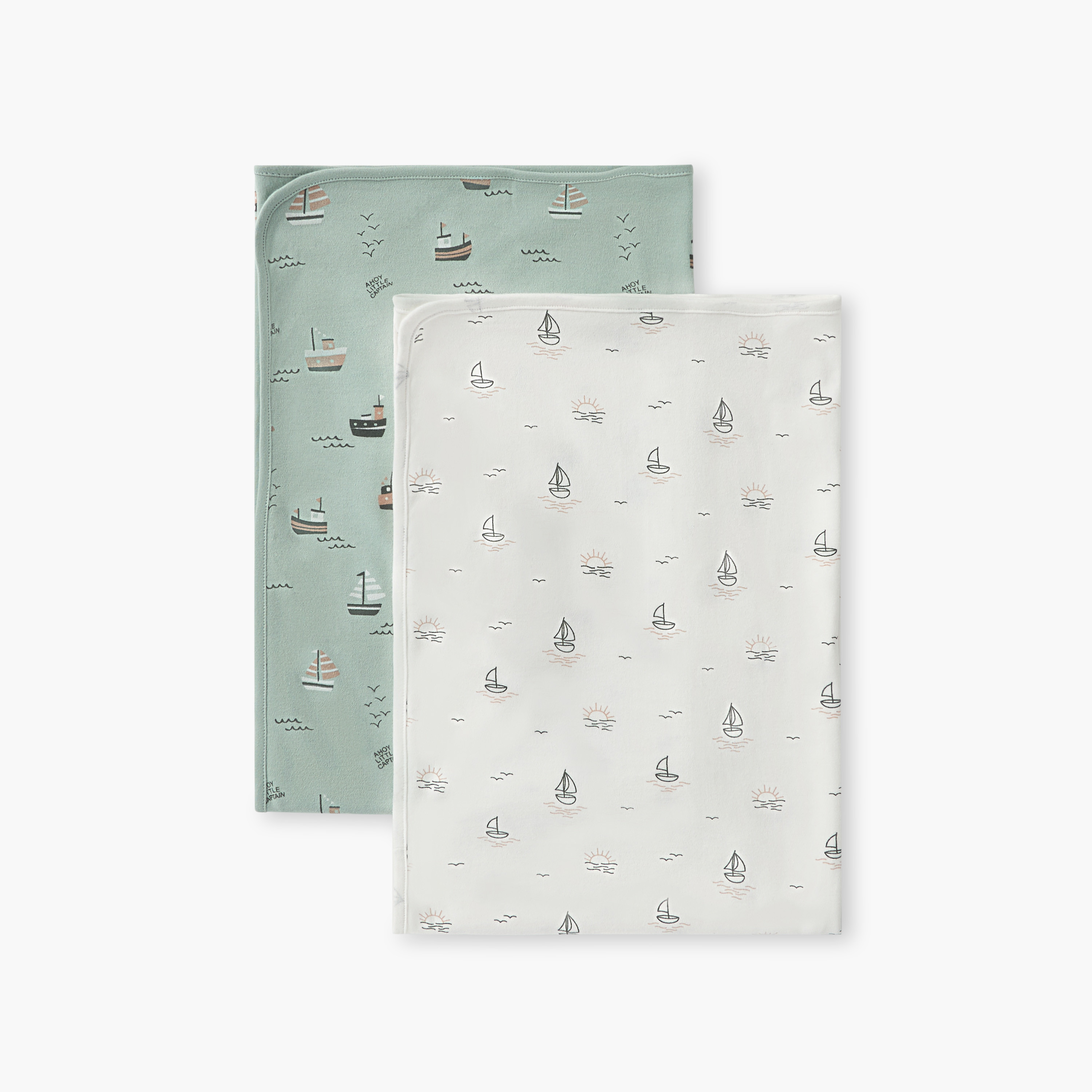 Juniors Nautica Print 2-Piece Receiving Blanket Set - 70x70 cm-baby-nursery-blanketsandswaddles-receivingblankets-image-1