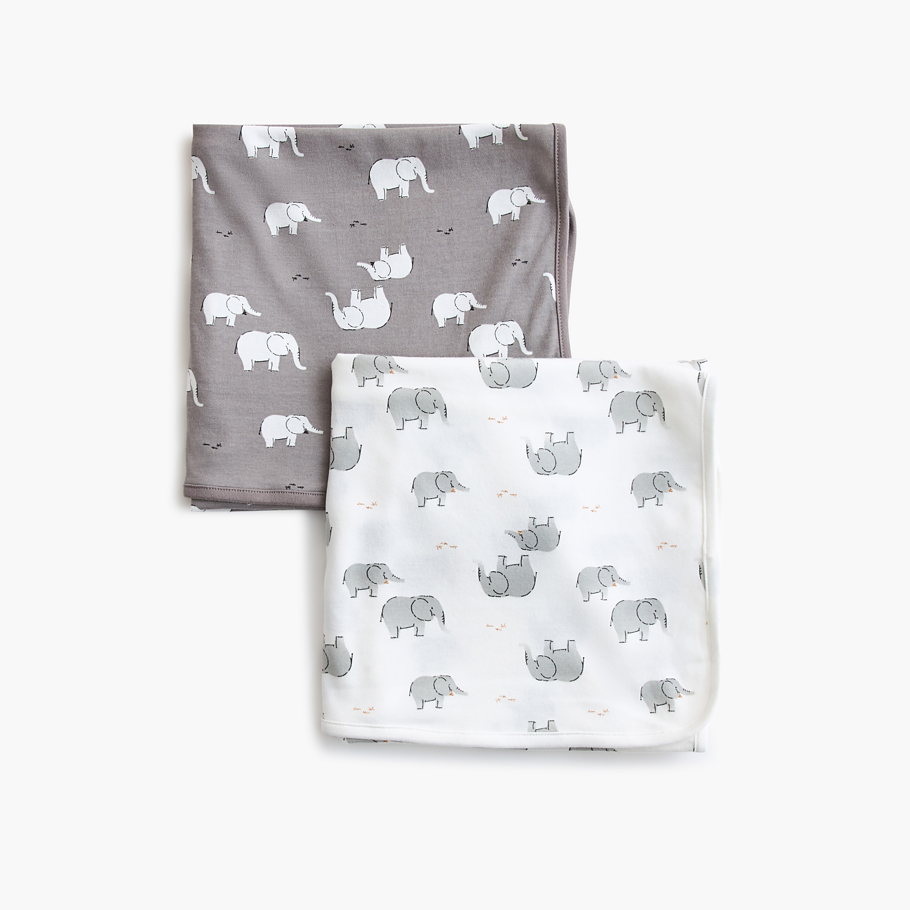 طقم بطانيات لحديثي ولادة بطبعات فيل قطعتين من جونيورز- 70x70 سم-baby-nursery-blanketsandswaddles-receivingblankets-image-3
