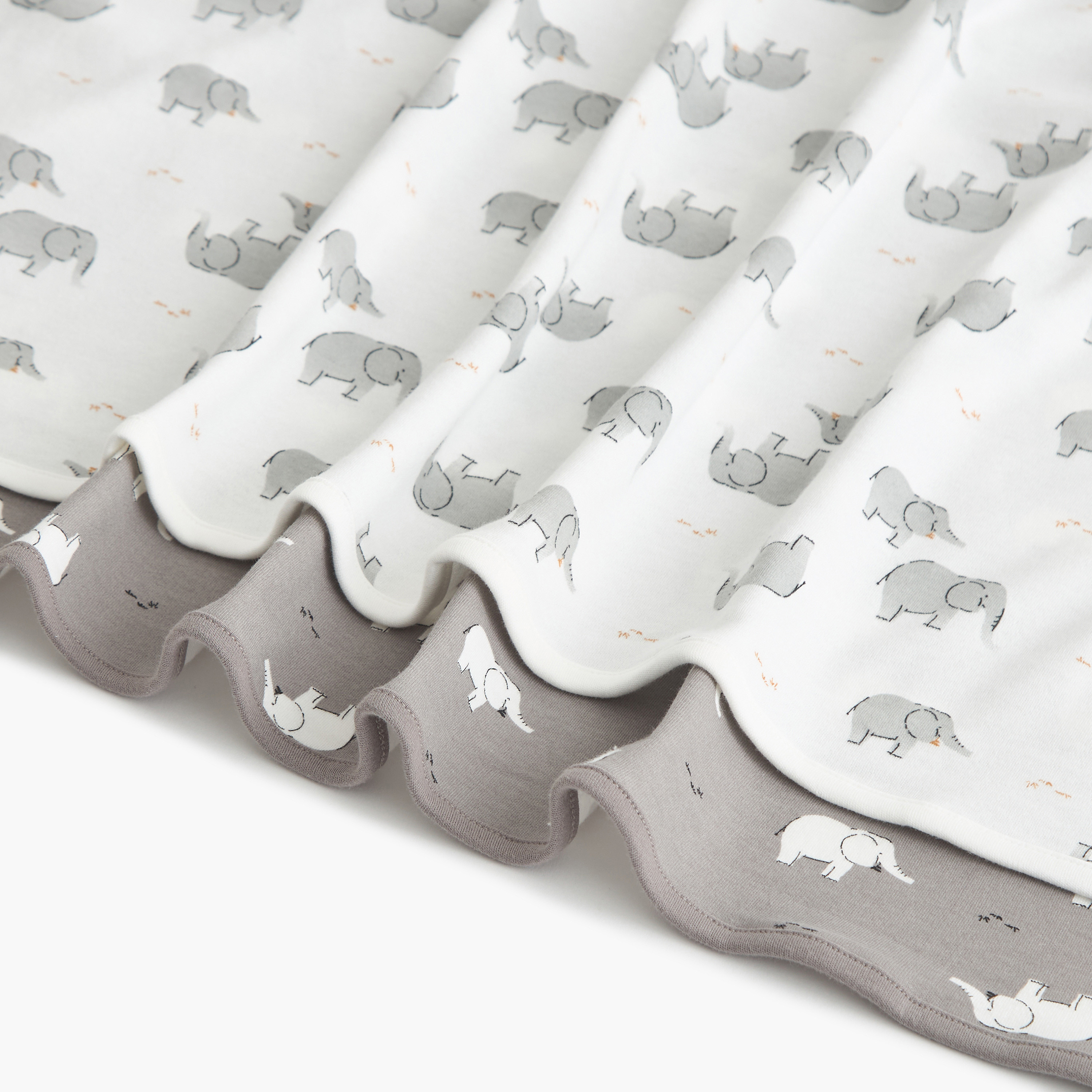 طقم بطانيات لحديثي ولادة بطبعات فيل قطعتين من جونيورز- 70x70 سم-baby-nursery-blanketsandswaddles-receivingblankets-image-5