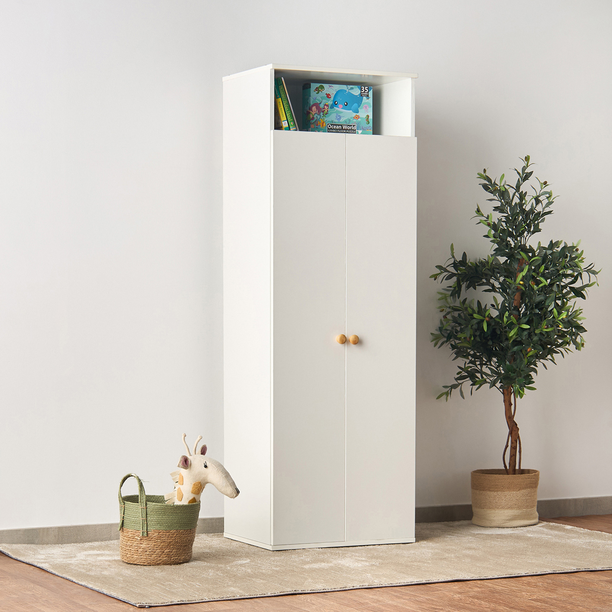 Juniors Darcy 2-Door Wardrobe and Hudson 2-in-1 Convertible Crib with Mattress -baby-nursery-furniture-cribsandbeds-babycribs-image-2