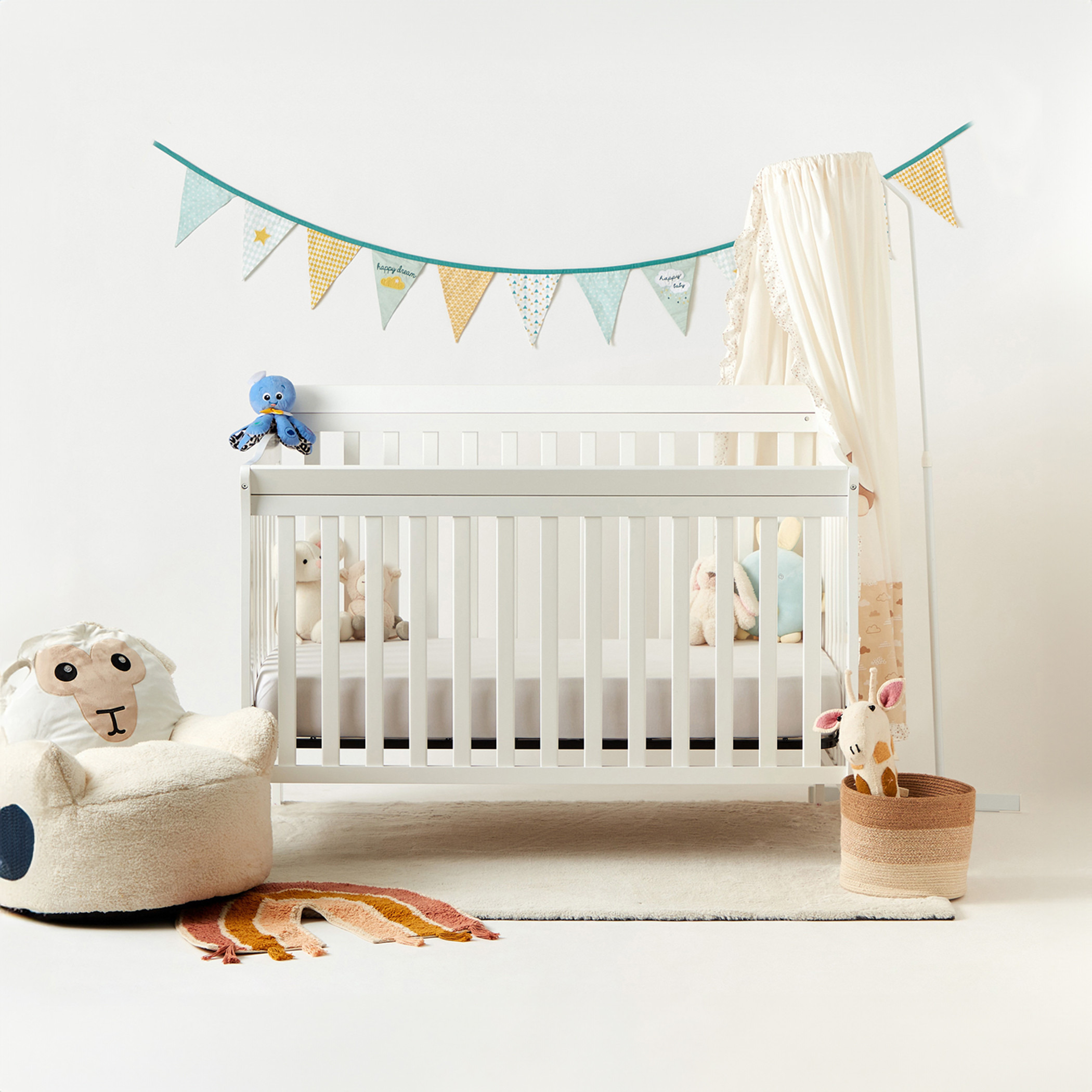 Juniors Darcy 2-Door Wardrobe and Hudson 2-in-1 Convertible Crib with Mattress -baby-nursery-furniture-cribsandbeds-babycribs-image-3