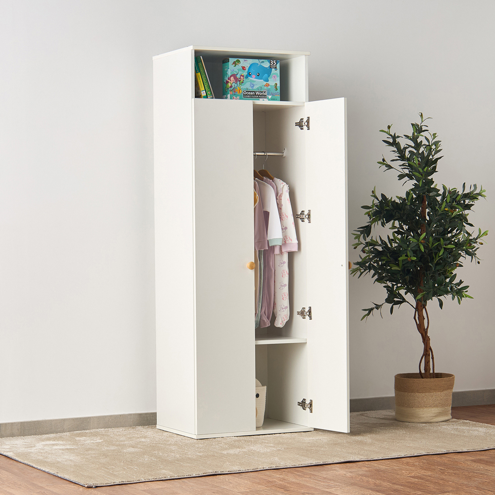Juniors Darcy 2-Door Wardrobe and Everly Crib with Wheels and Mattress-baby-nursery-furniture-cribsandbeds-babycribs-image-2