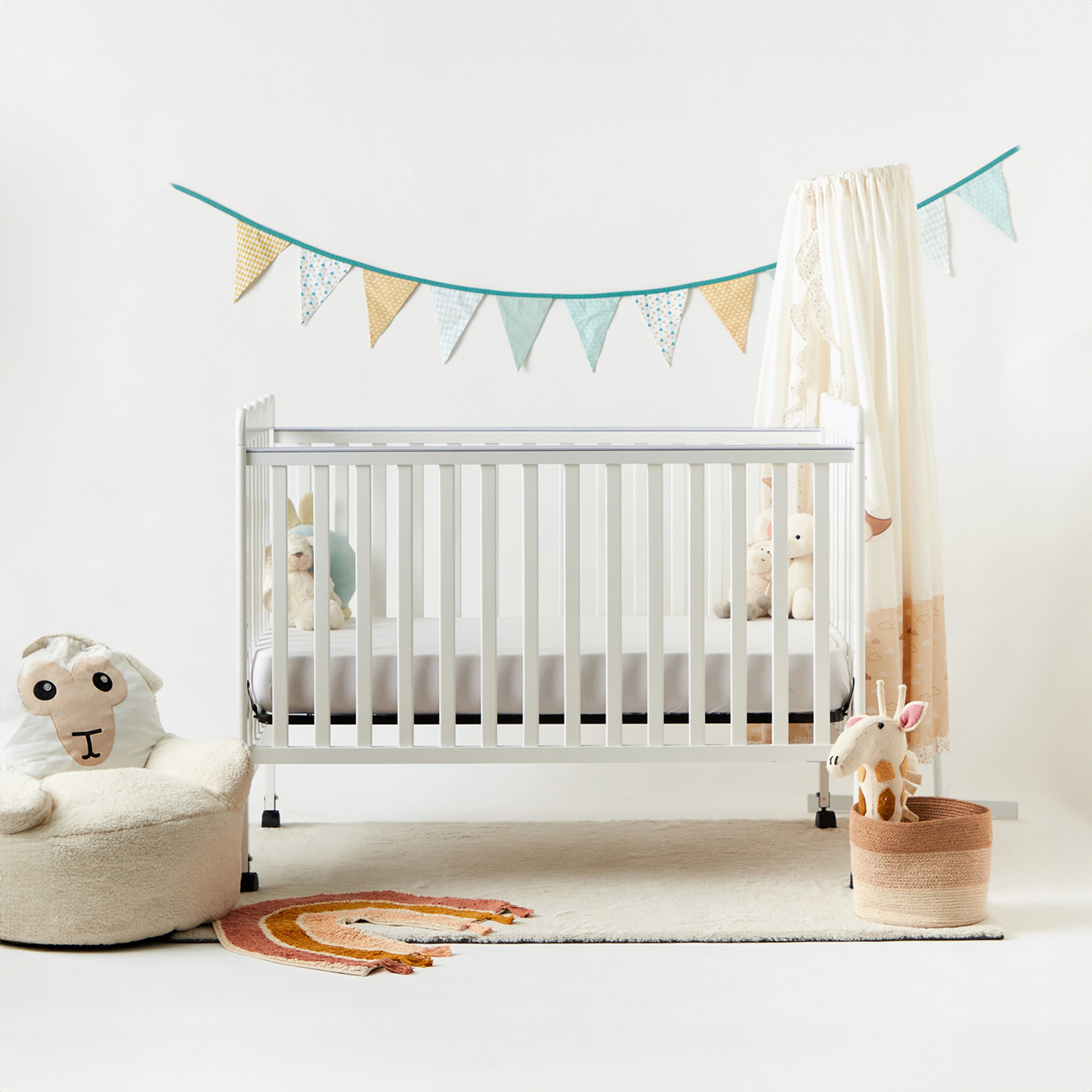 Juniors Darcy 2-Door Wardrobe and Everly Crib with Wheels and Mattress-baby-nursery-furniture-cribsandbeds-babycribs-image-4