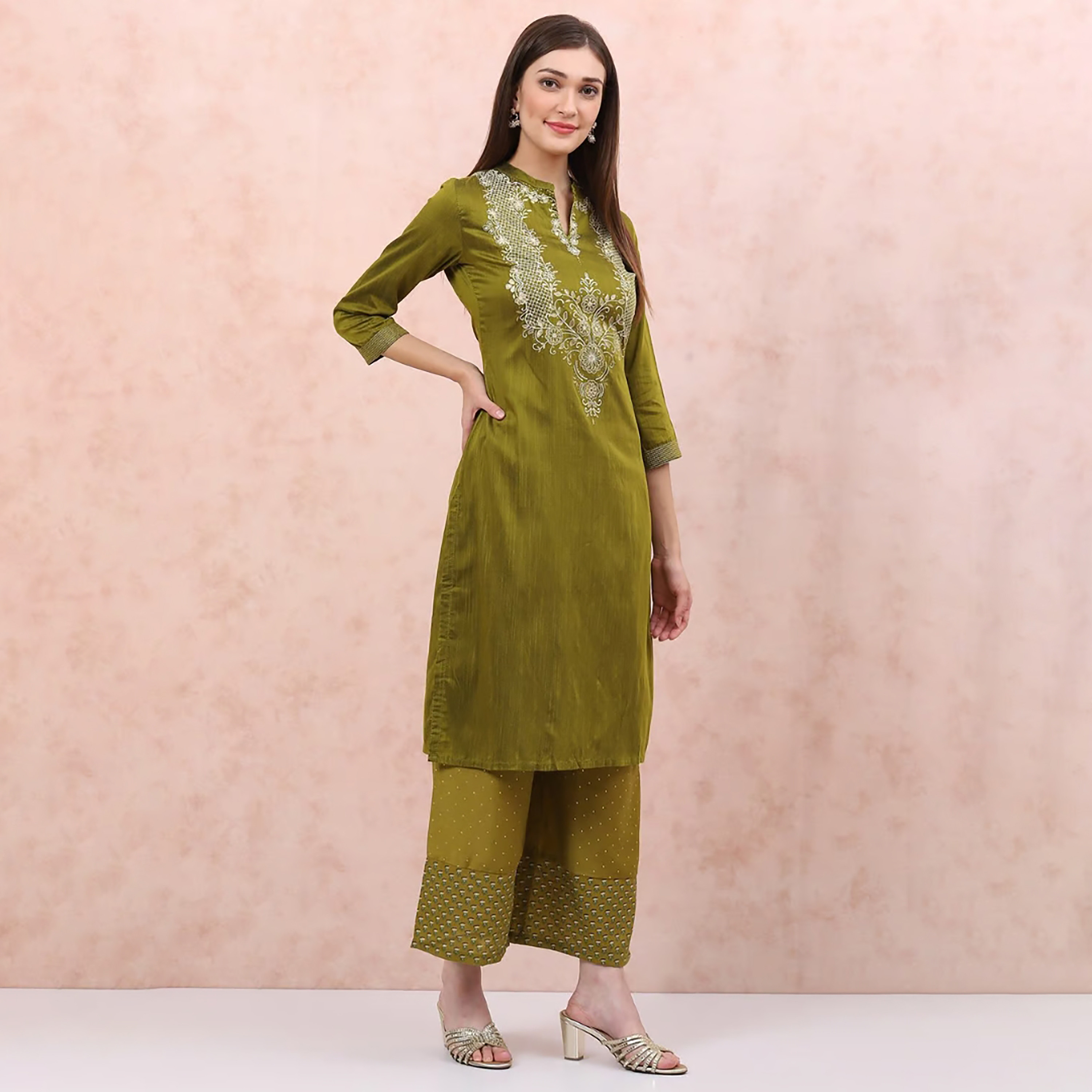 كورتا مستقيمة بطبعة الماندرين من رانغريتي-women-clothing-ethnicwear-dresses-image-4
