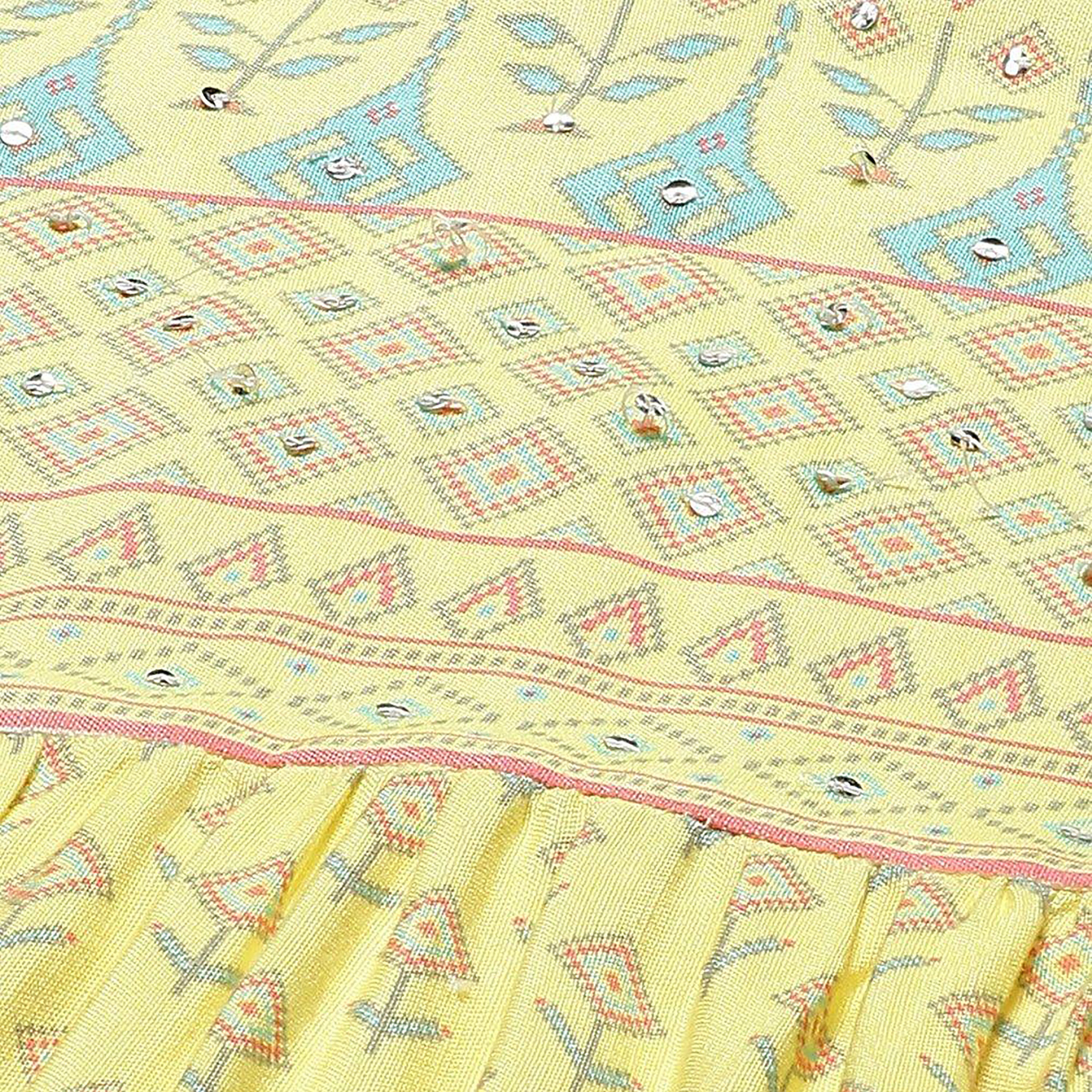 فستان ماكسي مطبوع برقبة على شكل وى ومزين بالترتر من رانغريتي-women-clothing-ethnicwear-dresses-image-3