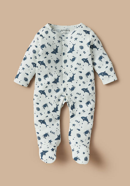 Juniors All-Over Print Closed Feet Sleepsuit with Button Closure-Sleepsuits-image-0
