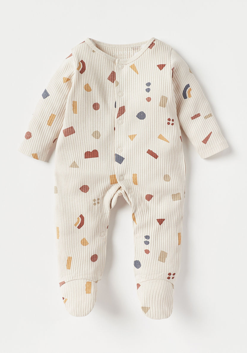 Juniors Abstract Print Closed Feet Sleepsuit with Long Sleeves-Sleepsuits-image-0