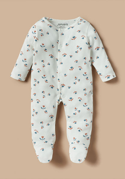 Juniors All-Over Floral Print Closed Feet Sleepsuit with Button Closure-Sleepsuits-image-0