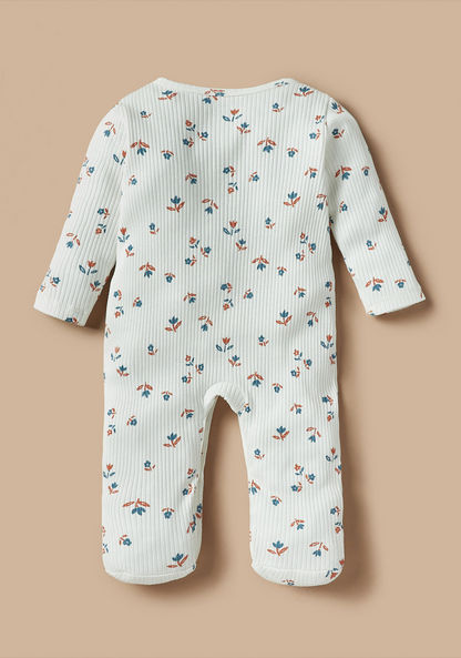 Juniors All-Over Floral Print Closed Feet Sleepsuit with Button Closure-Sleepsuits-image-3