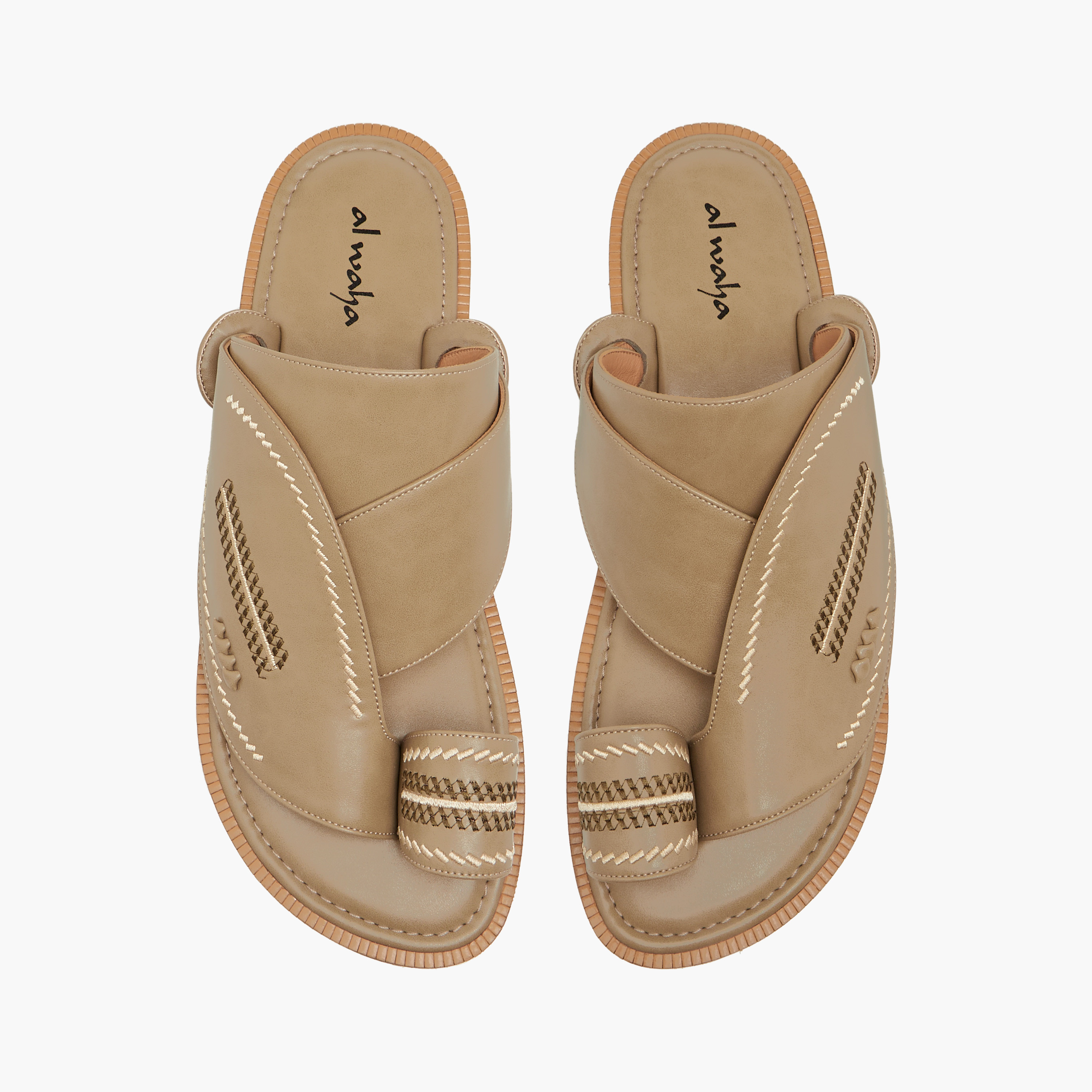 Al Waha Embroidered Slip-On Arabic Sandals with Toe Loop-men-shoes-sandals-image-1