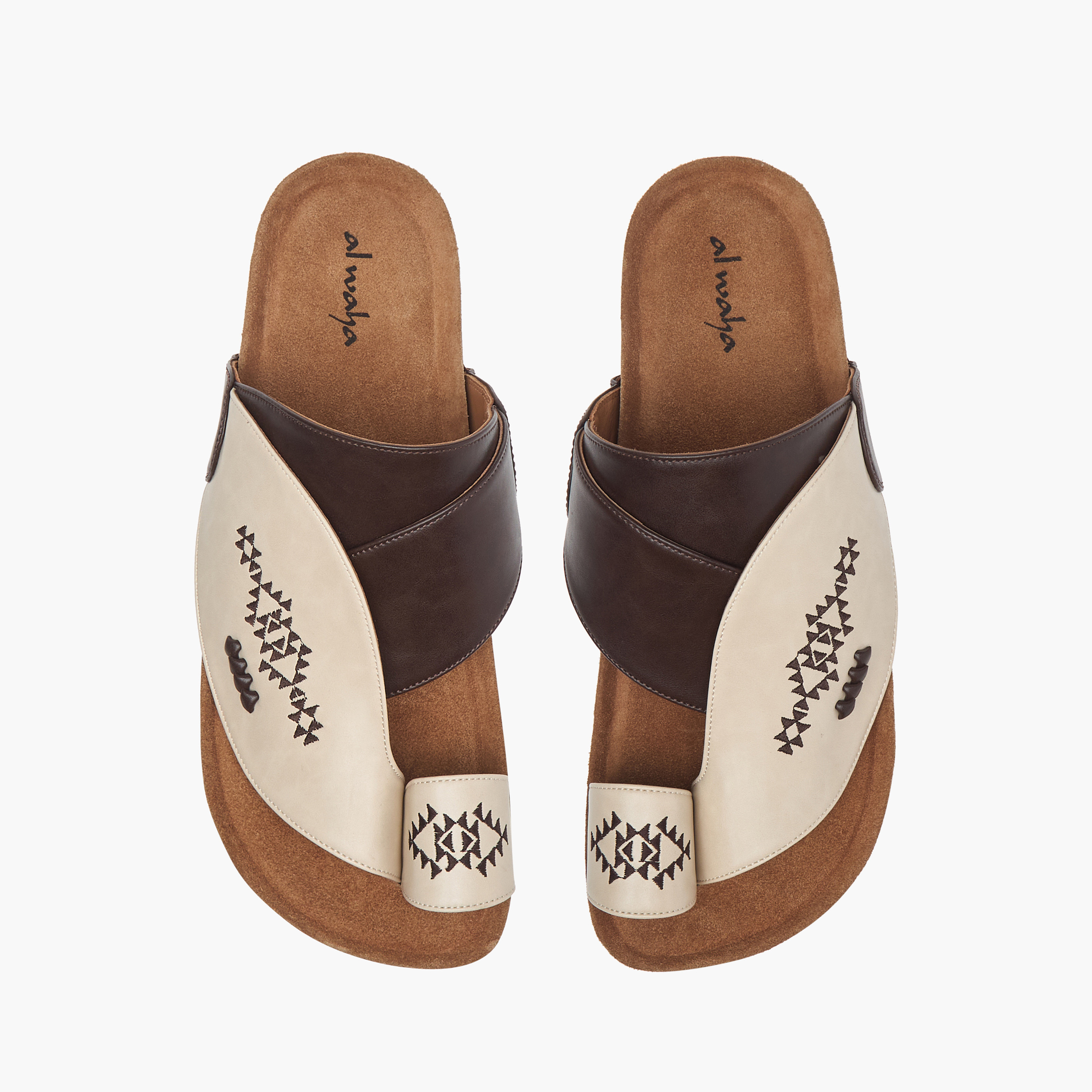 Al Waha Embroidered Slip-On Arabic Sandals with Toe Loop-men-shoes-sandals-image-1
