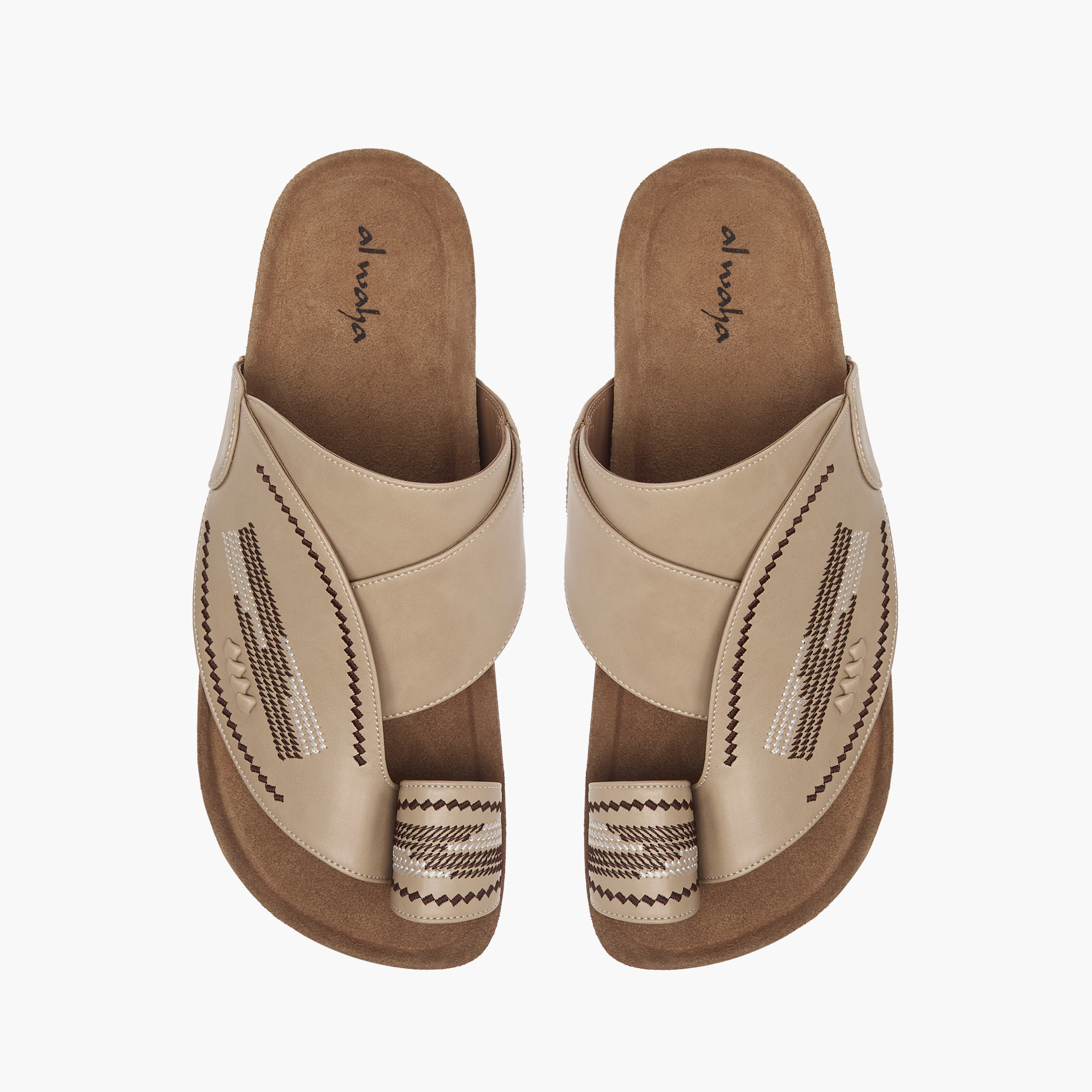 Al Waha Textured Slip-On Arabic Sandals with Toe Loop-men-shoes-sandals-image-1