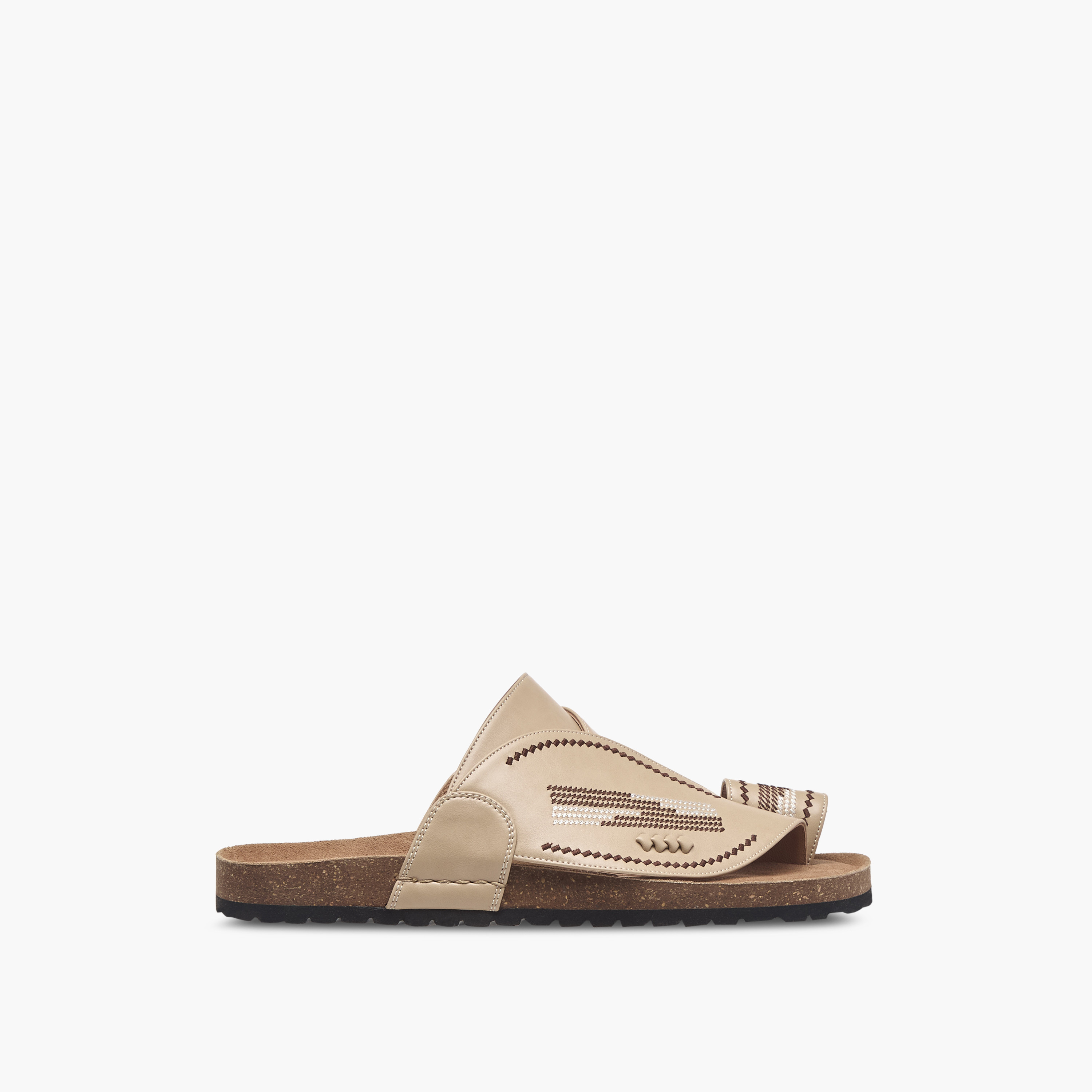 Al Waha Textured Slip-On Arabic Sandals with Toe Loop-men-shoes-sandals-image-2