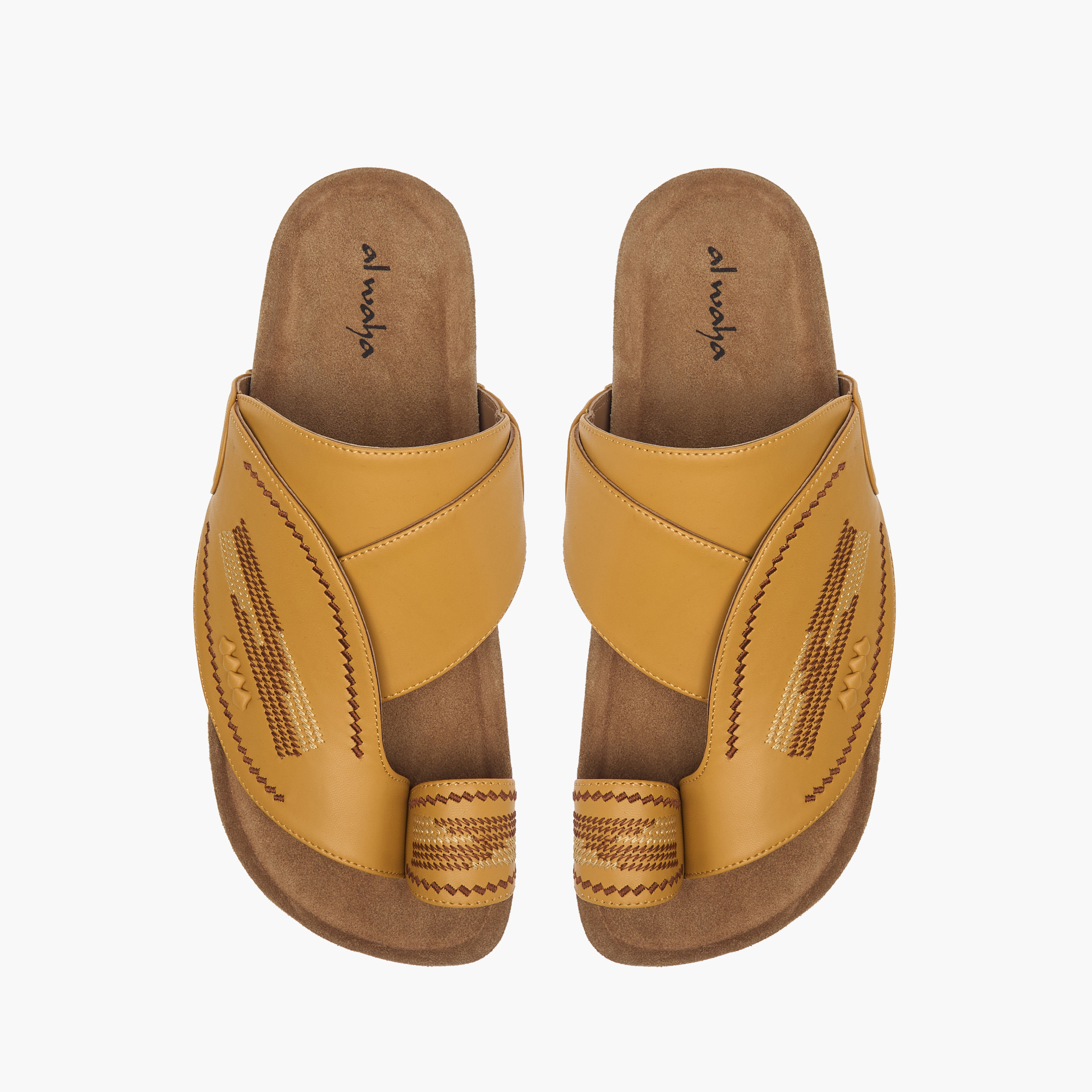 Al Waha Textured Slip-On Arabic Sandals with Toe Loop-men-shoes-sandals-image-1