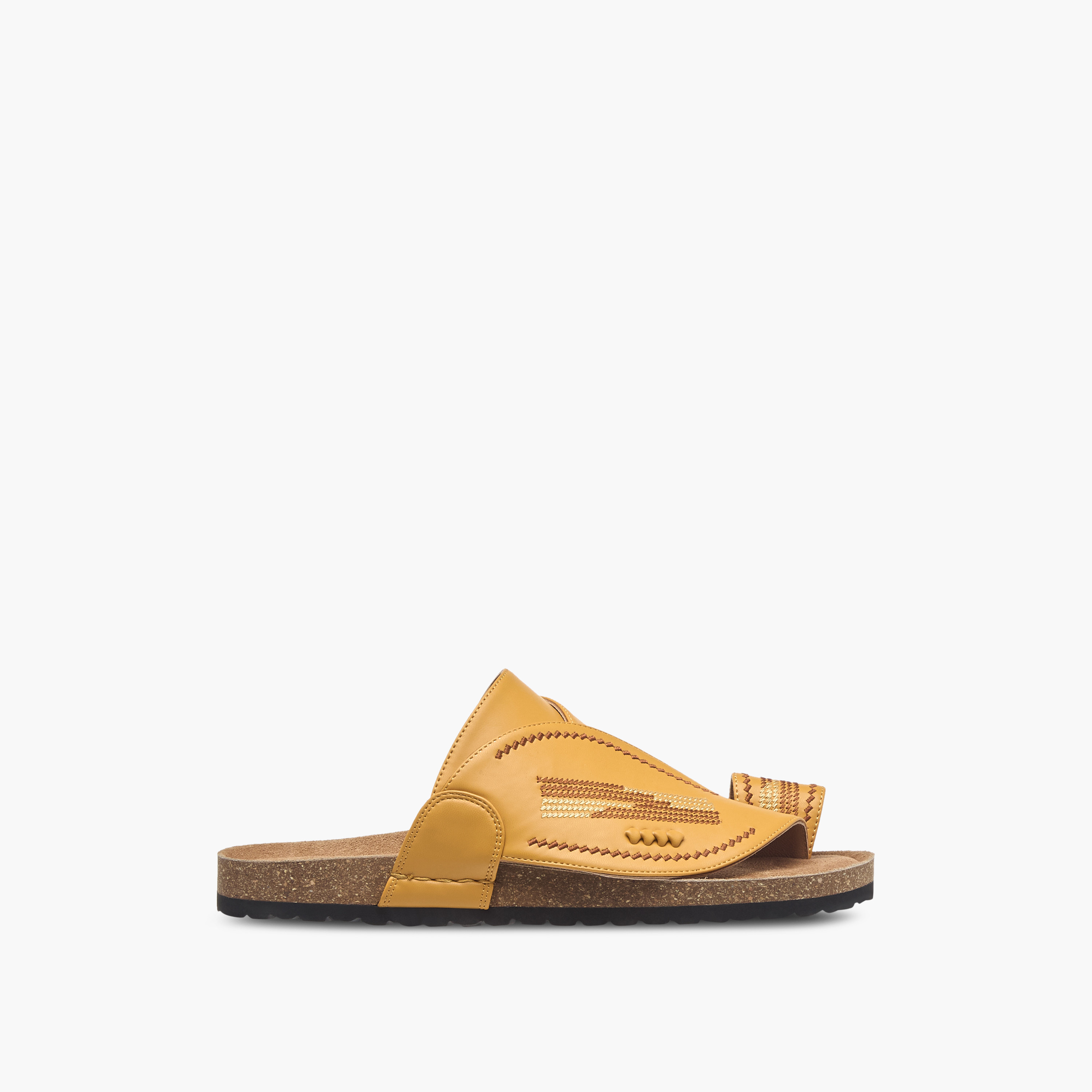 Al Waha Textured Slip-On Arabic Sandals with Toe Loop-men-shoes-sandals-image-2