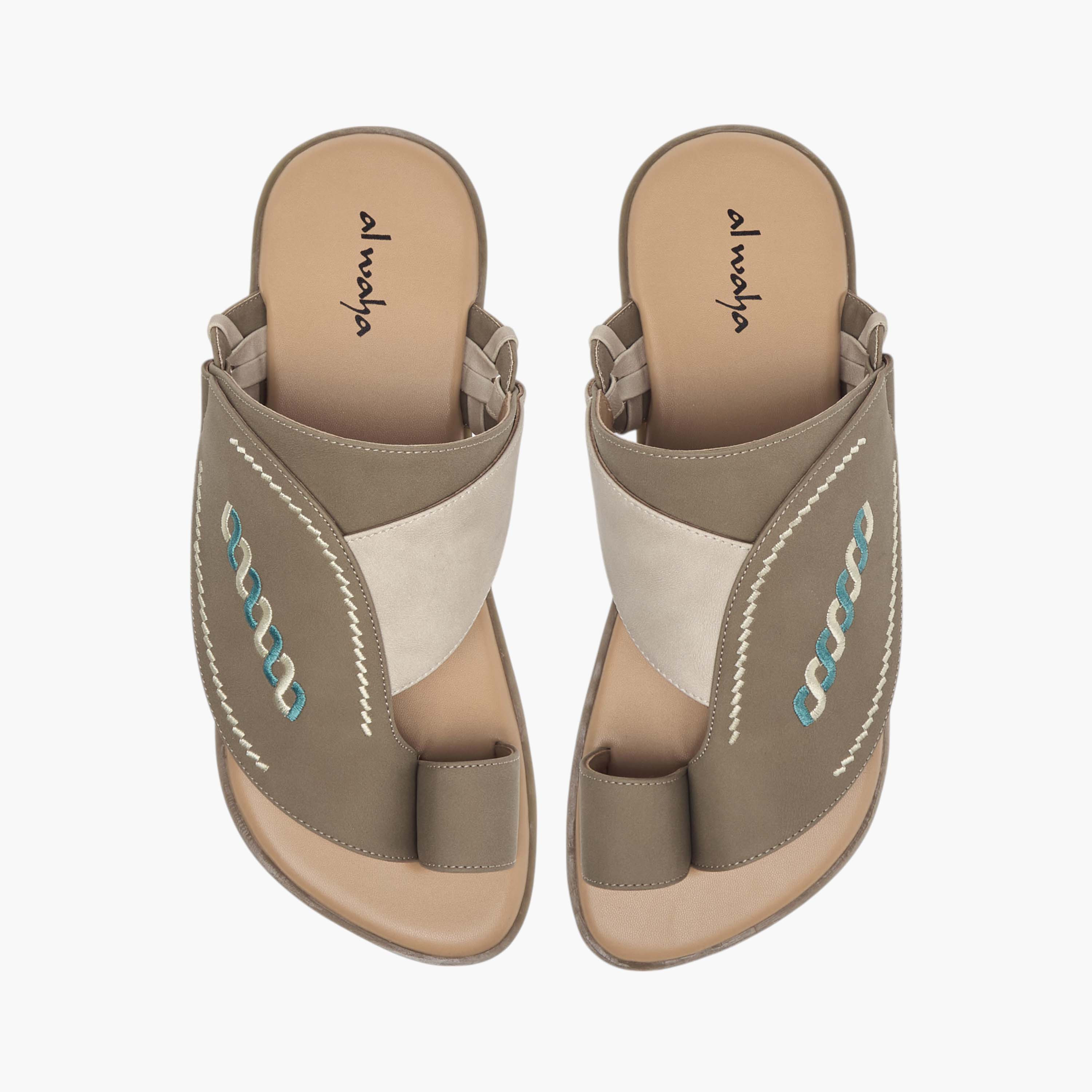Al Waha Embroidered Slip-On Arabic Sandals with Toe Loop-men-shoes-sandals-image-1