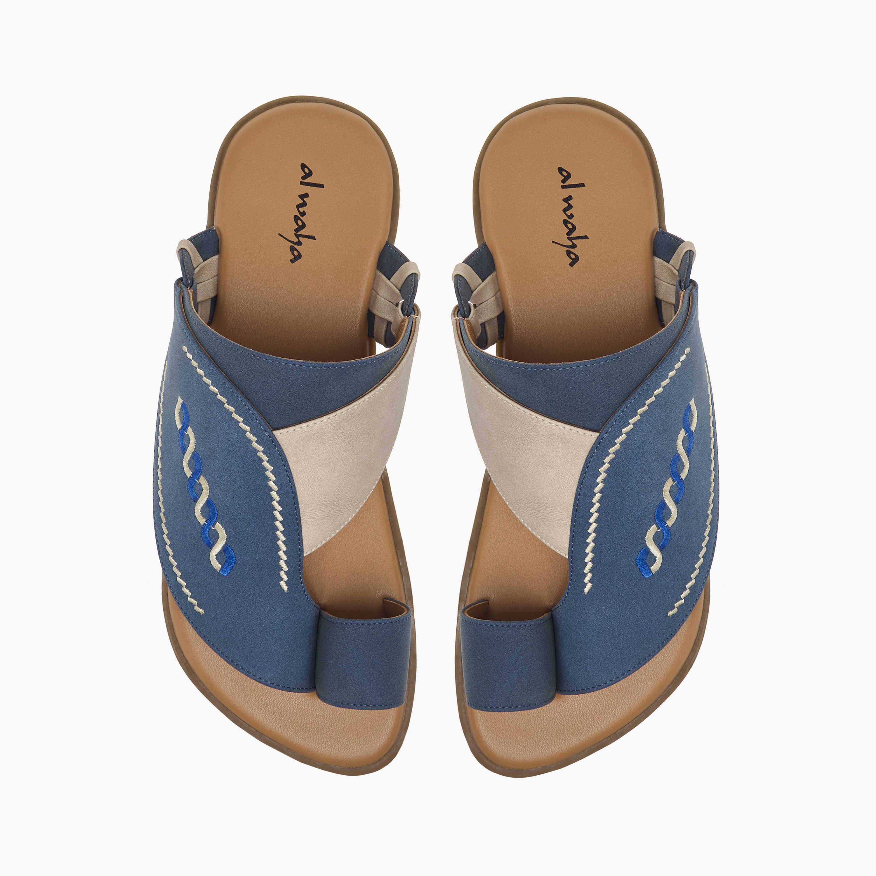 Al Waha Embroidered Slip-On Arabic Sandals with Toe Loop-men-shoes-sandals-image-1
