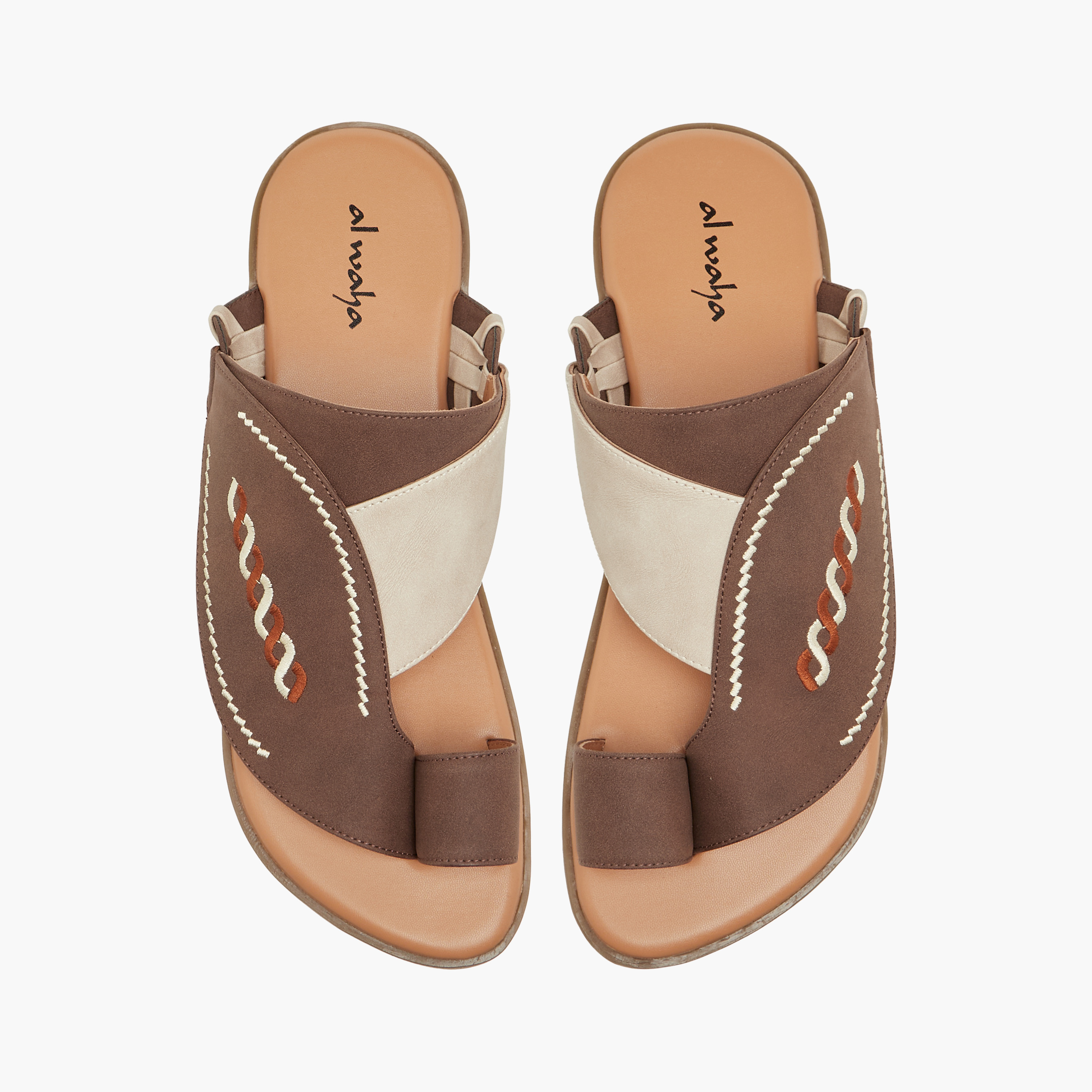 Al Waha Embroidered Slip-On Arabic Sandals with Toe Loop-men-shoes-sandals-image-1