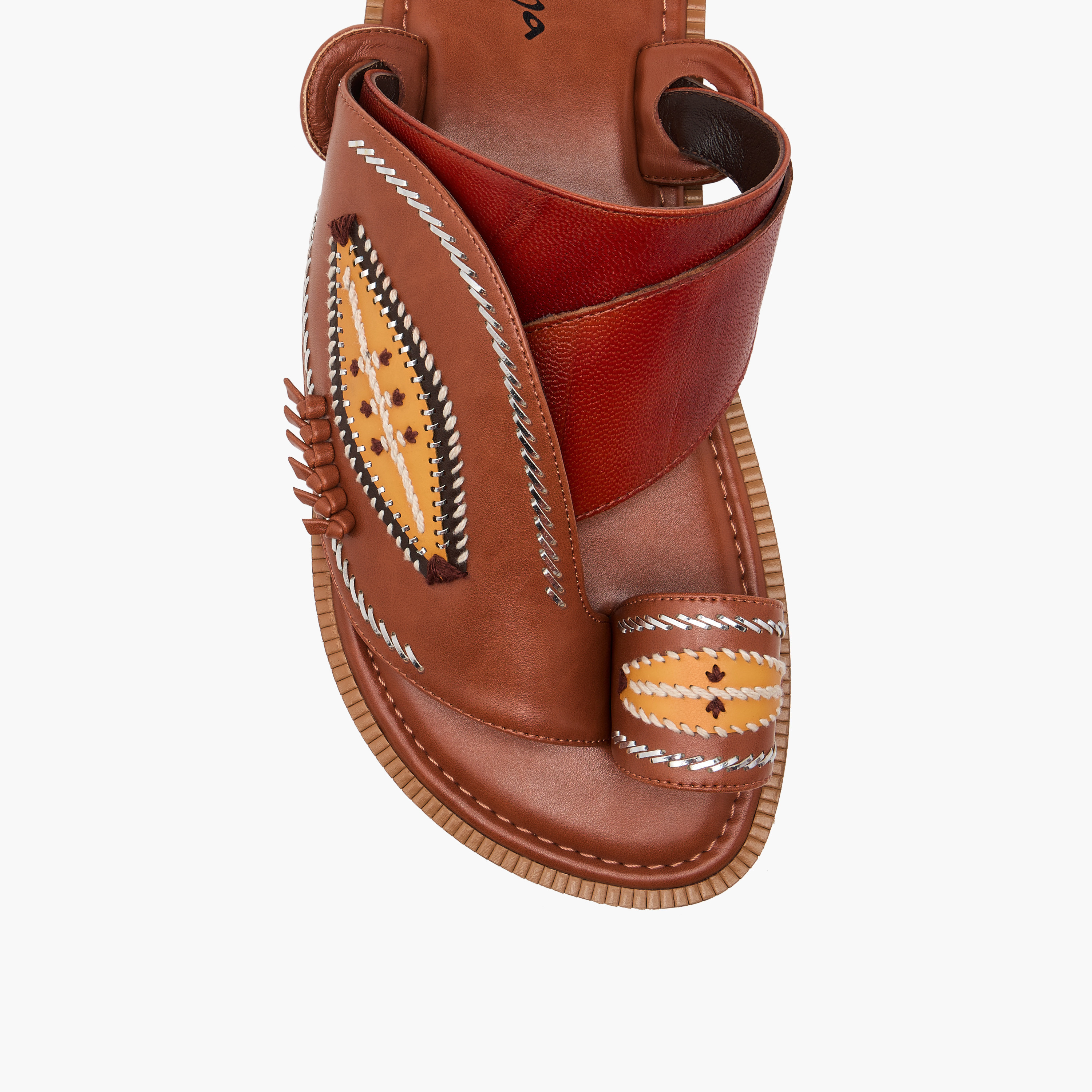 Al Waha Embroidered Slip-On Arabic Sandals with Toe Loop-men-shoes-sandals-image-3