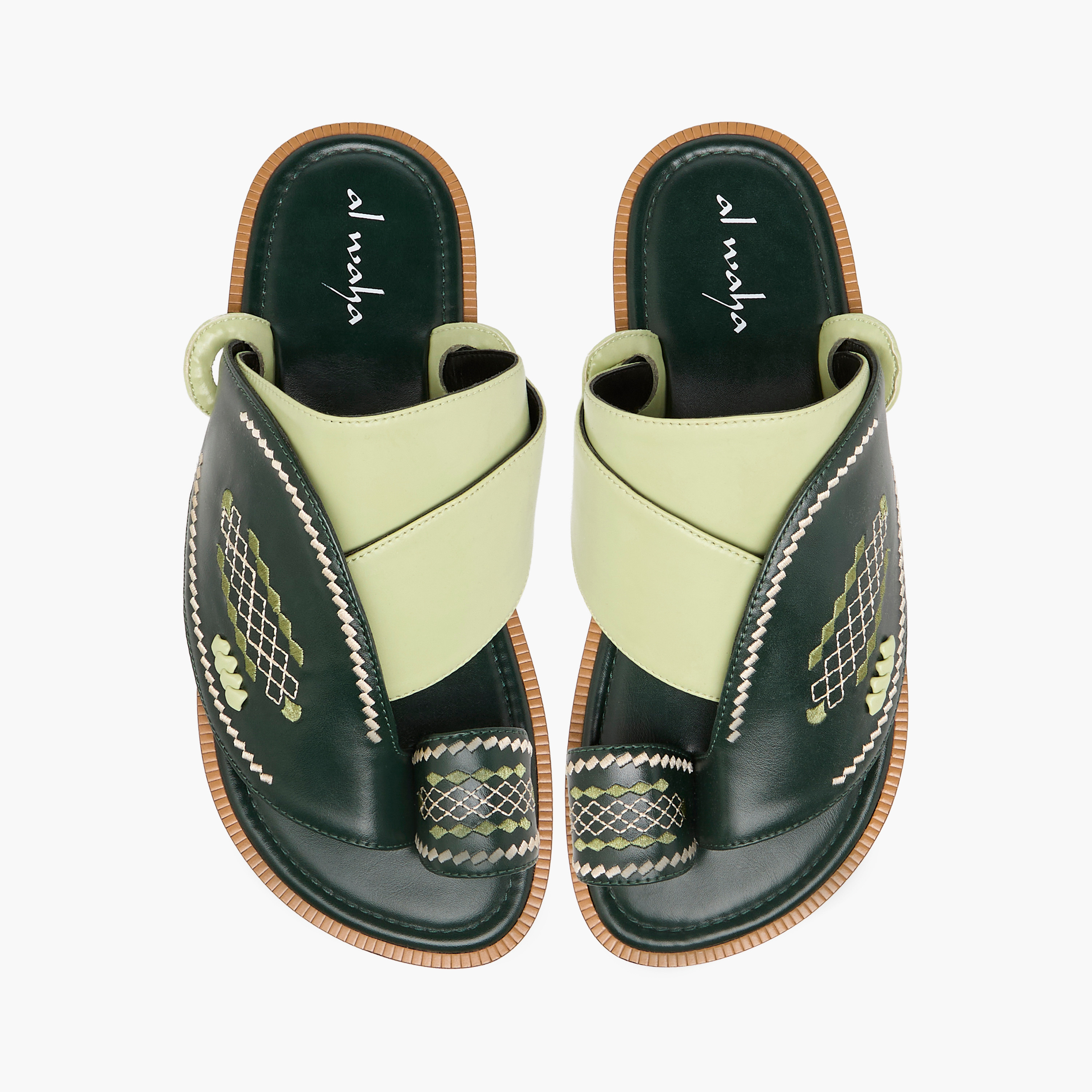 Al Waha Embroidered Slip-On Arabic Sandals with Toe Loop-men-shoes-sandals-image-1