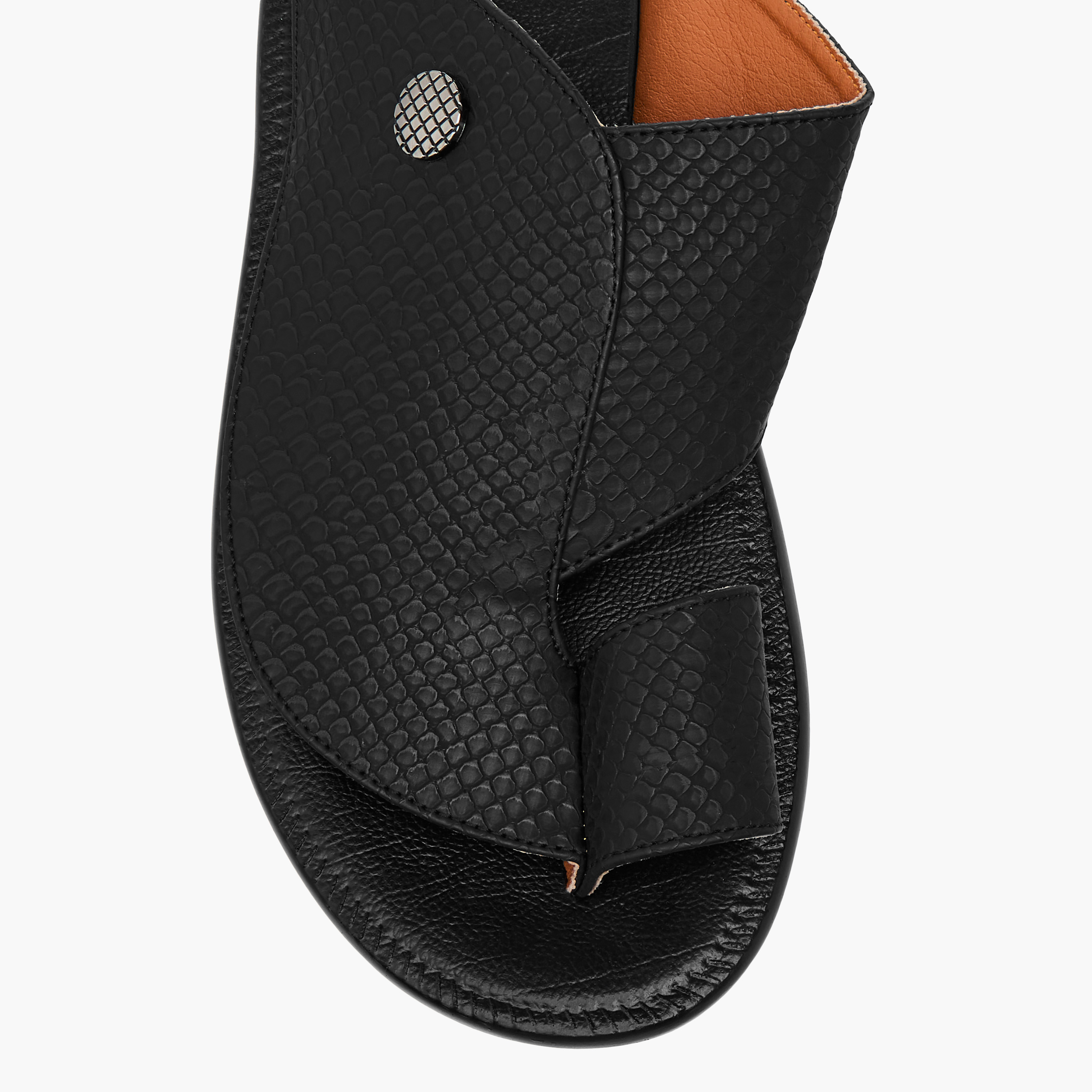Al Waha Textured Slip-On Arabic Sandals with Toe Loop Detail-men-shoes-sandals-image-3