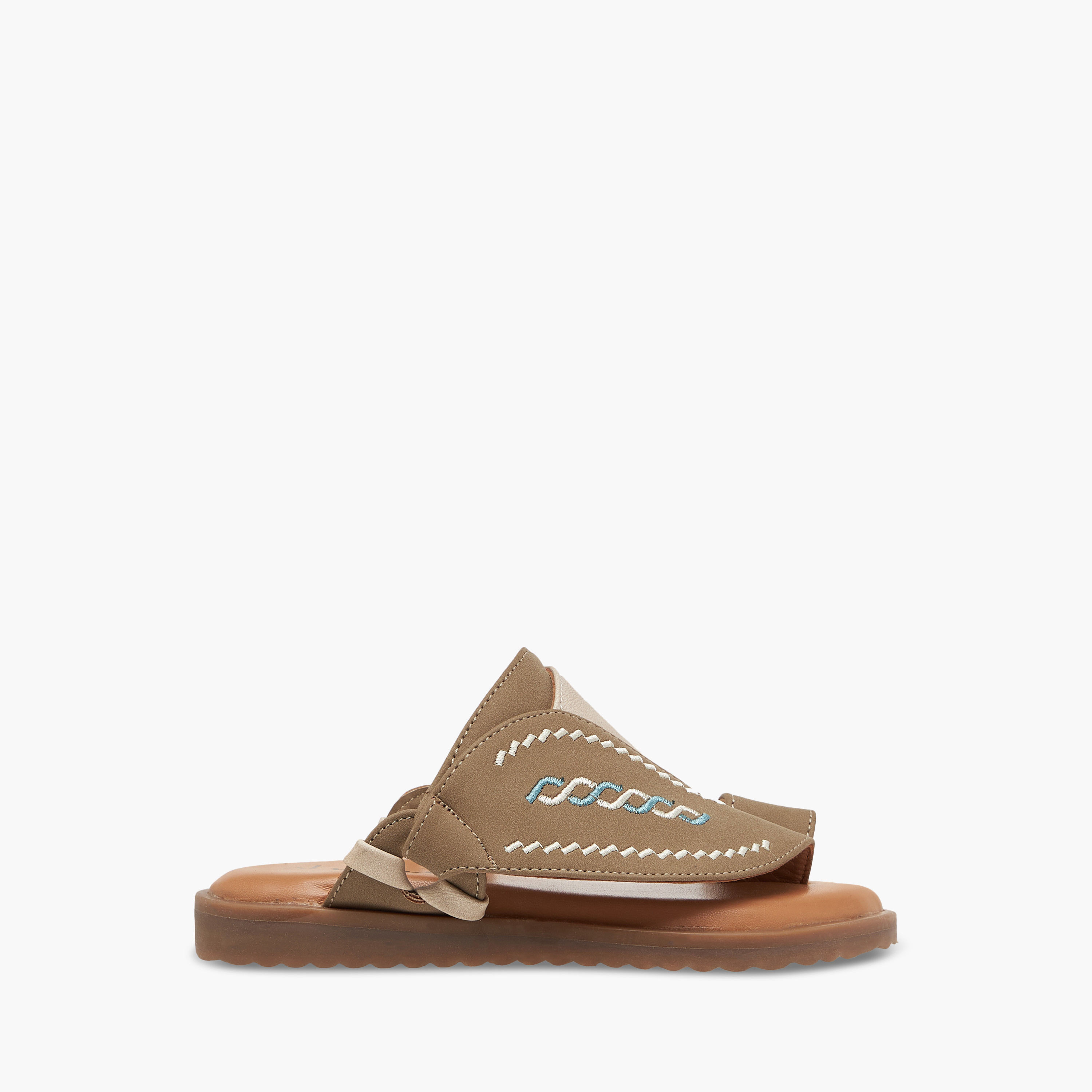 Al Waha Embroidered Slip-On Arabic Sandals with Toe Loop-boys-shoes-sandals-image-2