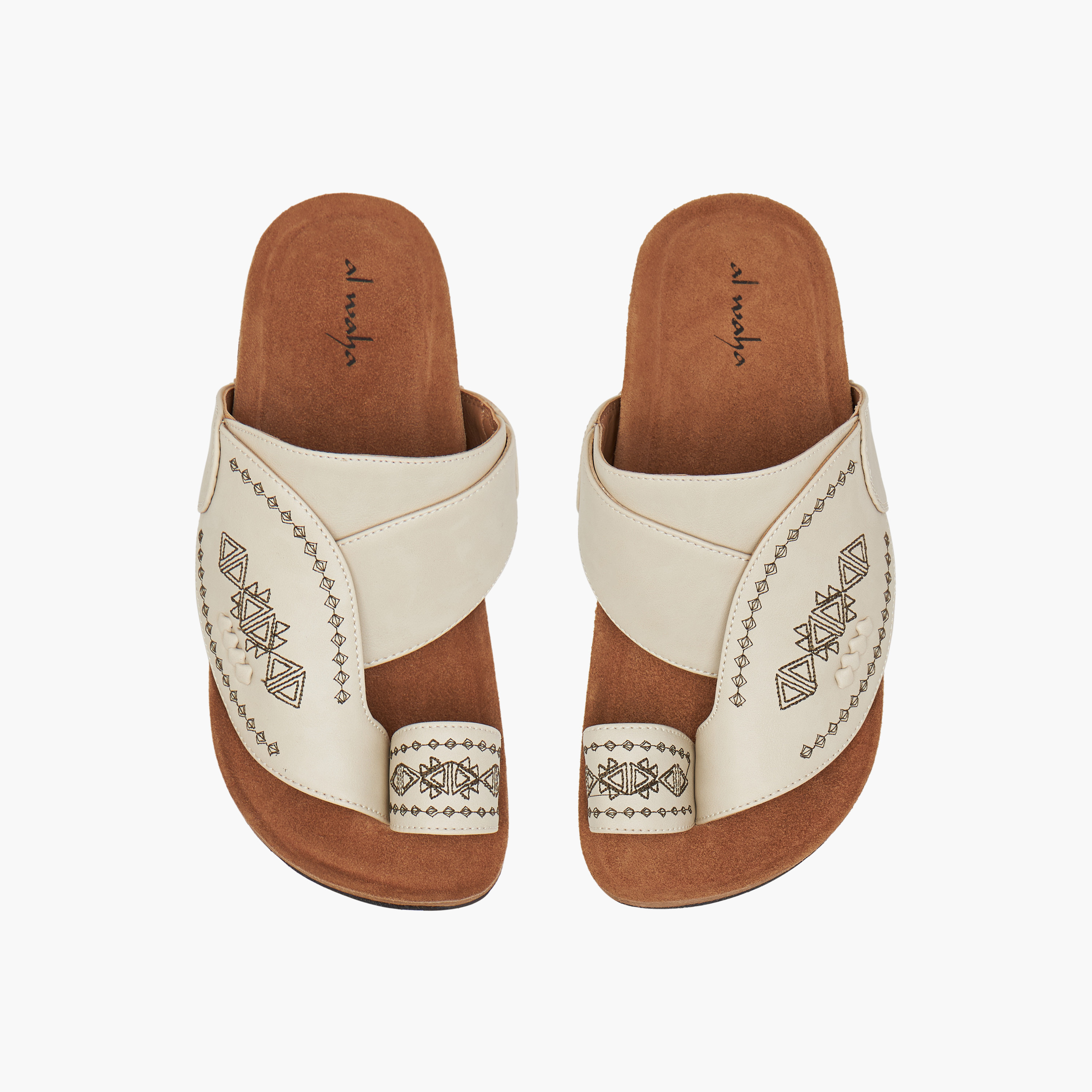Al Waha Boys Embroidered Leather Arabic Sandals-boys-shoes-sandals-image-1