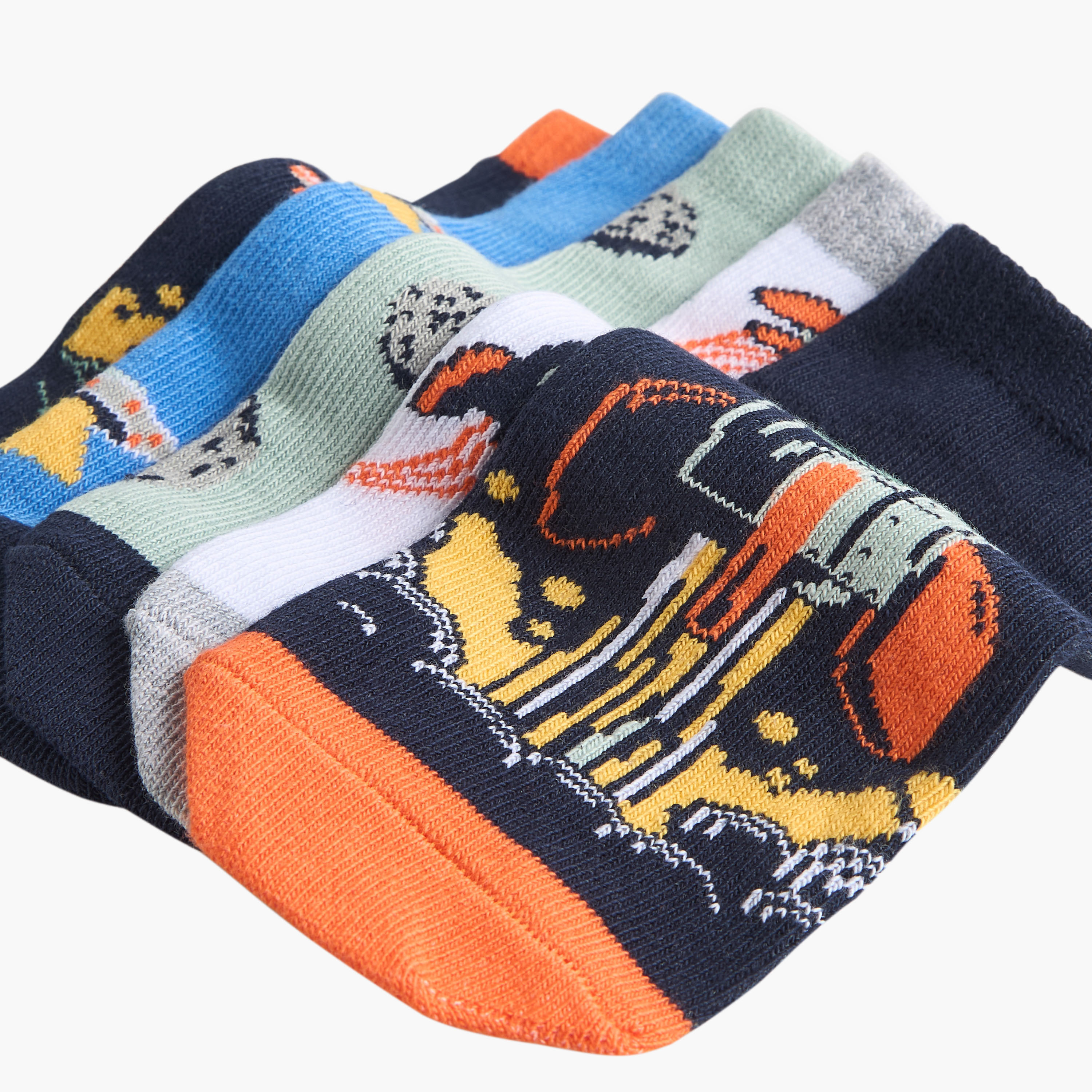 Juniors Space Print Non-Terry Ankle Length Socks - Set of 5-girls-accessories-socks-image-3