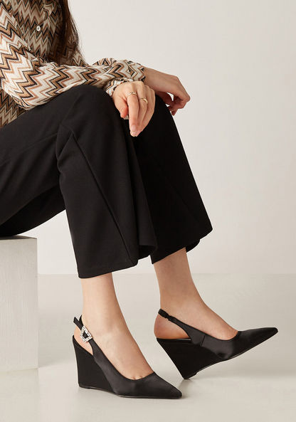 Haadana Wedge Heeled Sandals with Buckle Closure-Women%27s Heel Sandals-image-0
