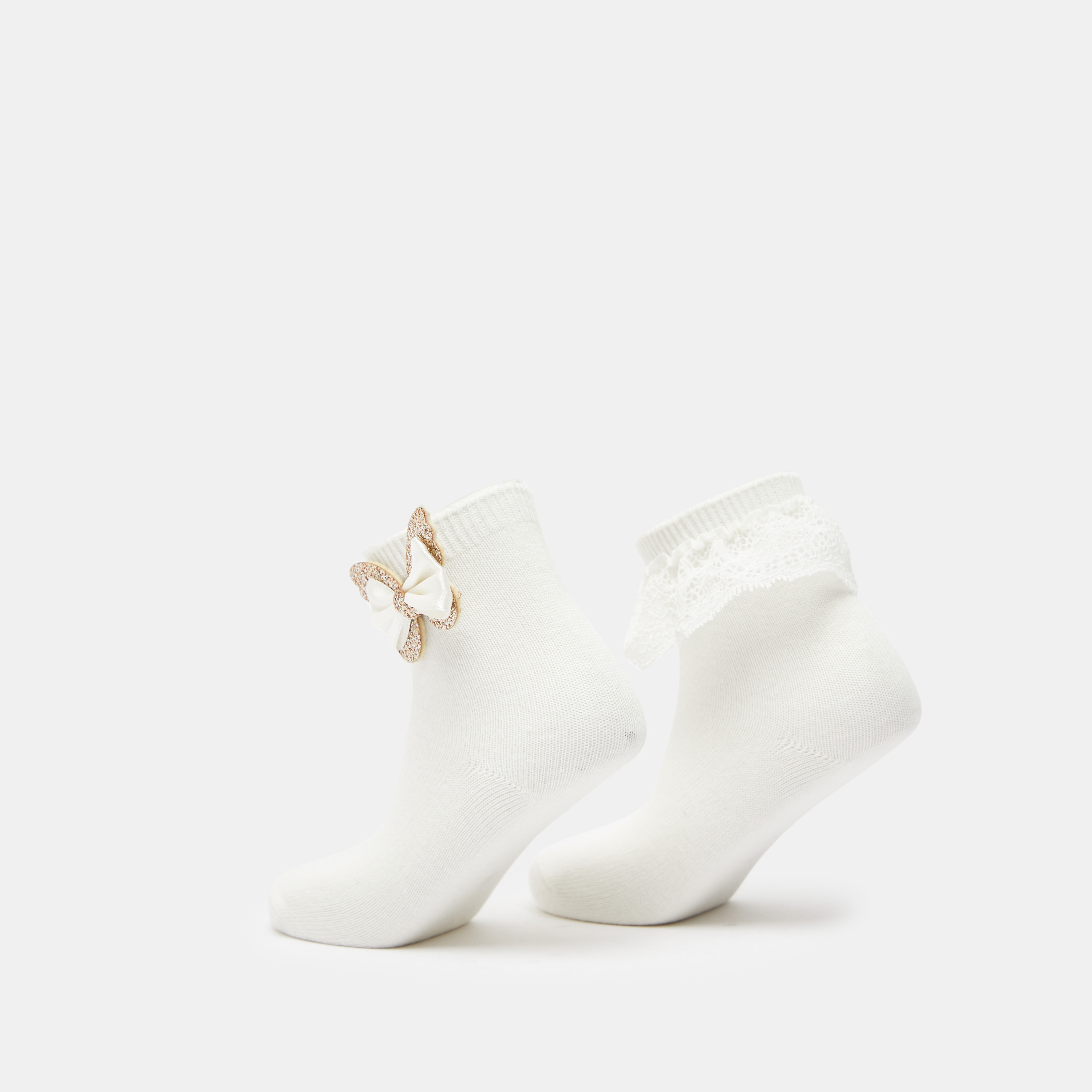 Textured Ankle Length Socks - Set of 2-girls-accessories-socks-image-3
