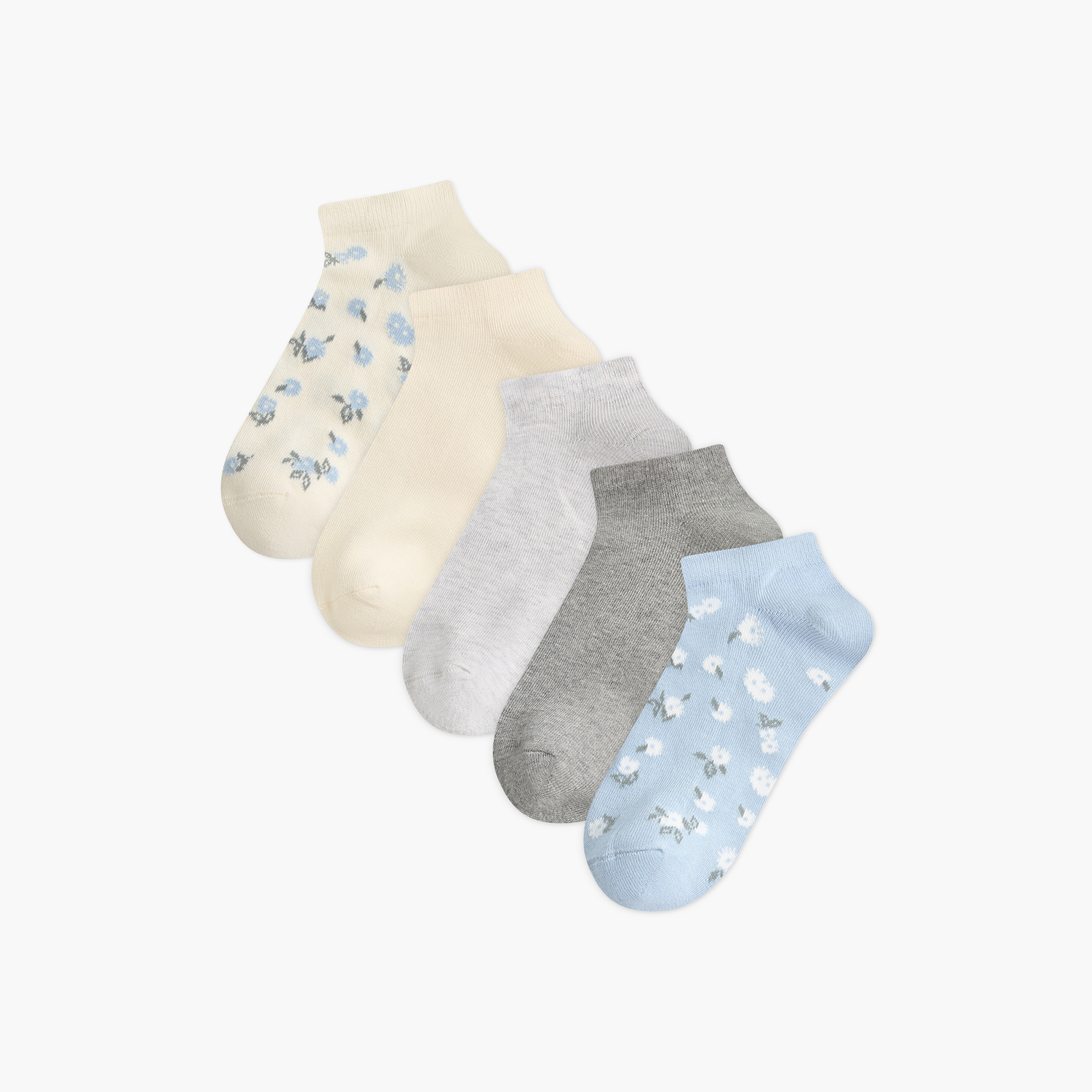 طقم جوارب غير تيري بطول الكاحل 5 أزواج متنوعة من سيليست-women-socksandstockings-image-1