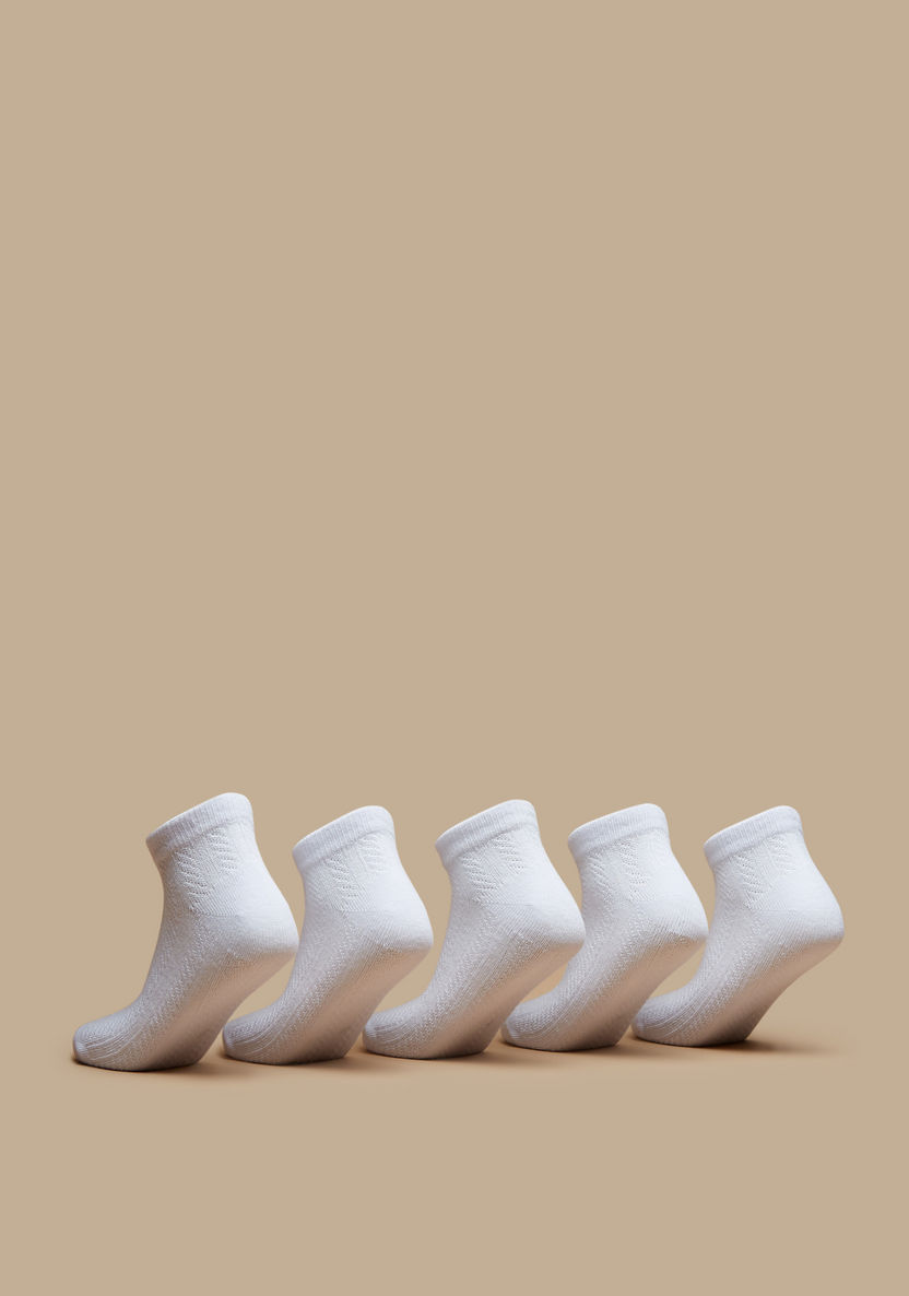 Juniors Textured Ankle Length Socks - Set of 5-Girl%27s Socks & Tights-image-2