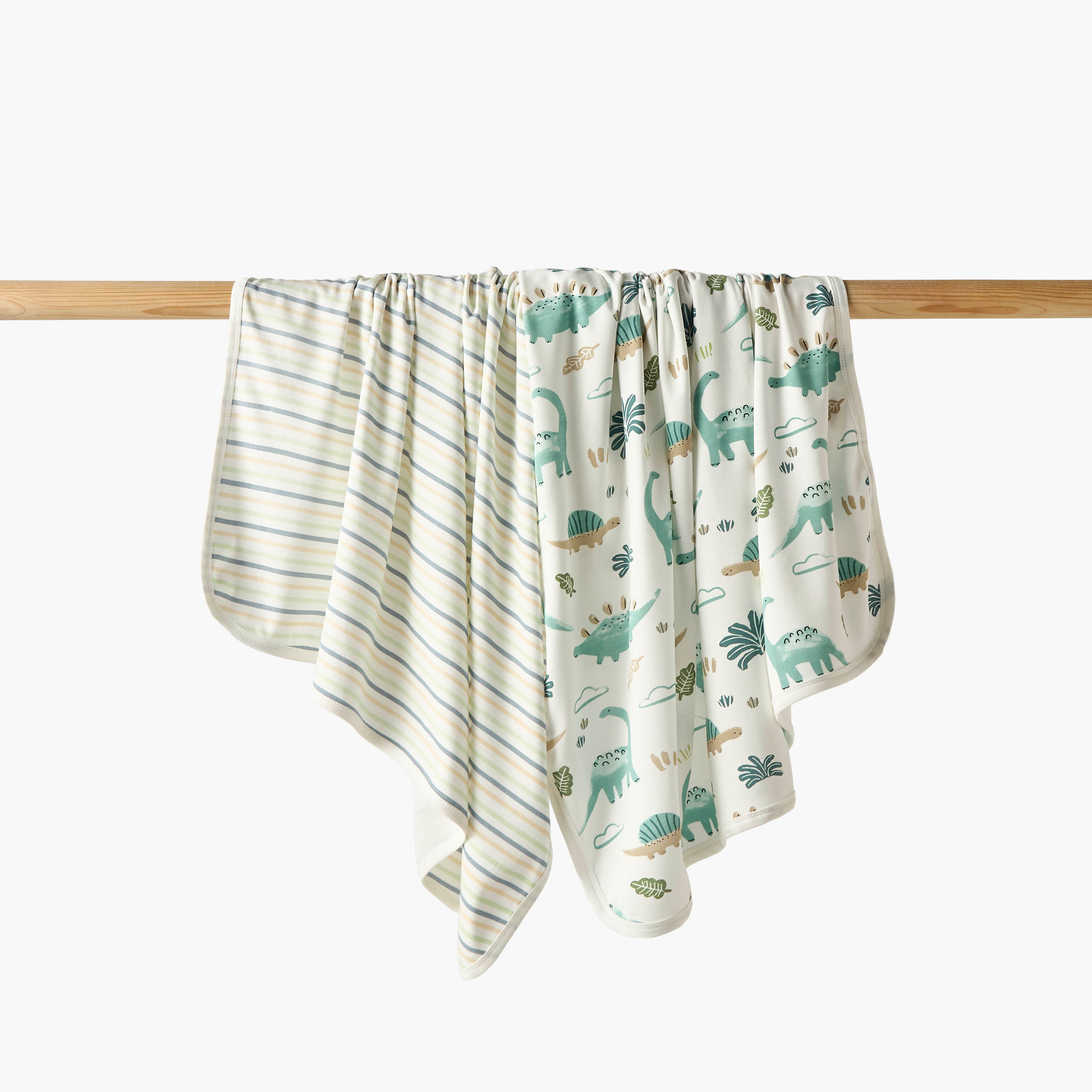 بطانيات حديثي ولادة قطن بتصاميم متنوعة من جونيورز - عبوة من قطعتين-baby-nursery-blanketsandswaddles-receivingblankets-image-1