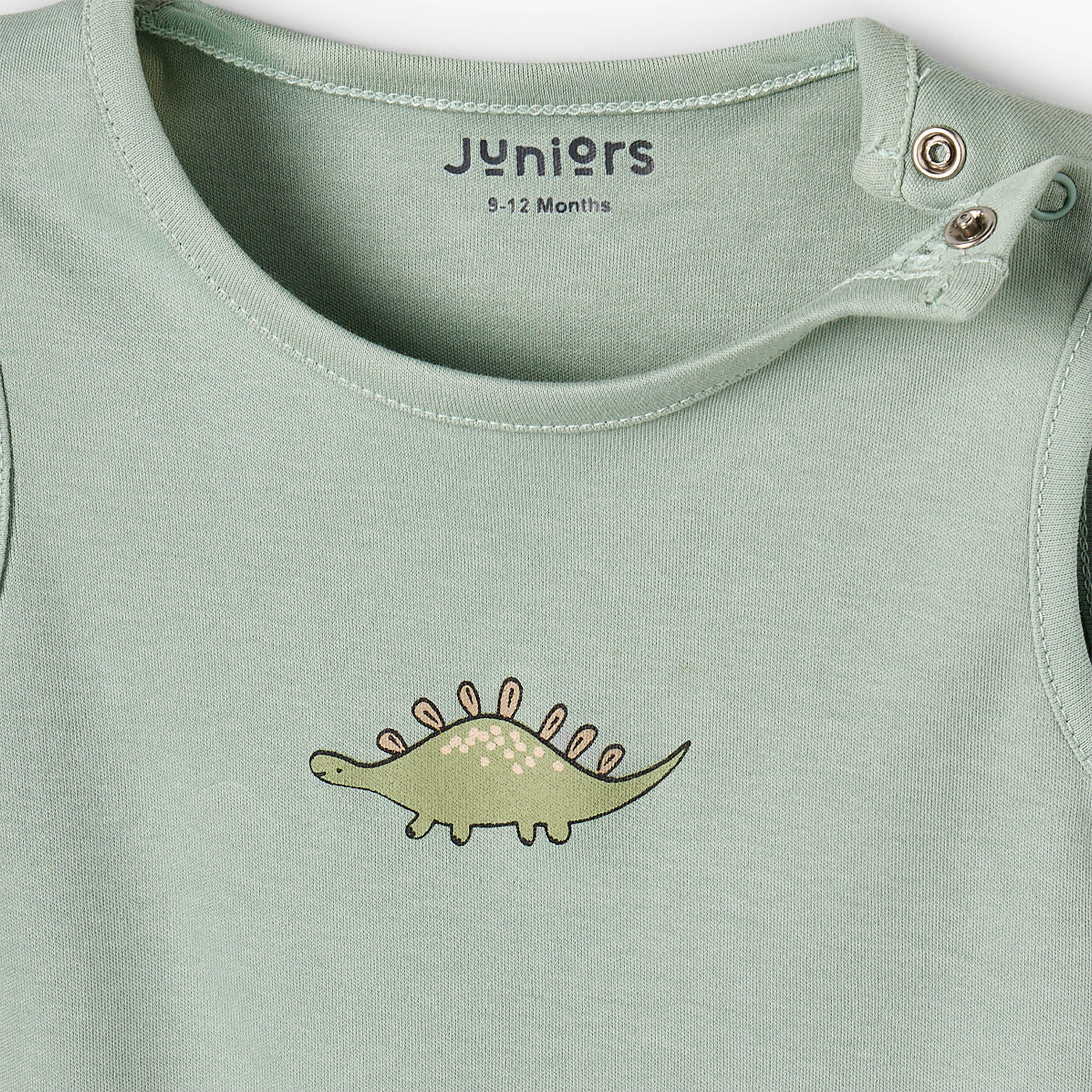 Pack of 3 Juniors Round Neck Sleeveless Bodysuit with Dinosaur Print-baby-boys-clothing-bodysuits-image-6