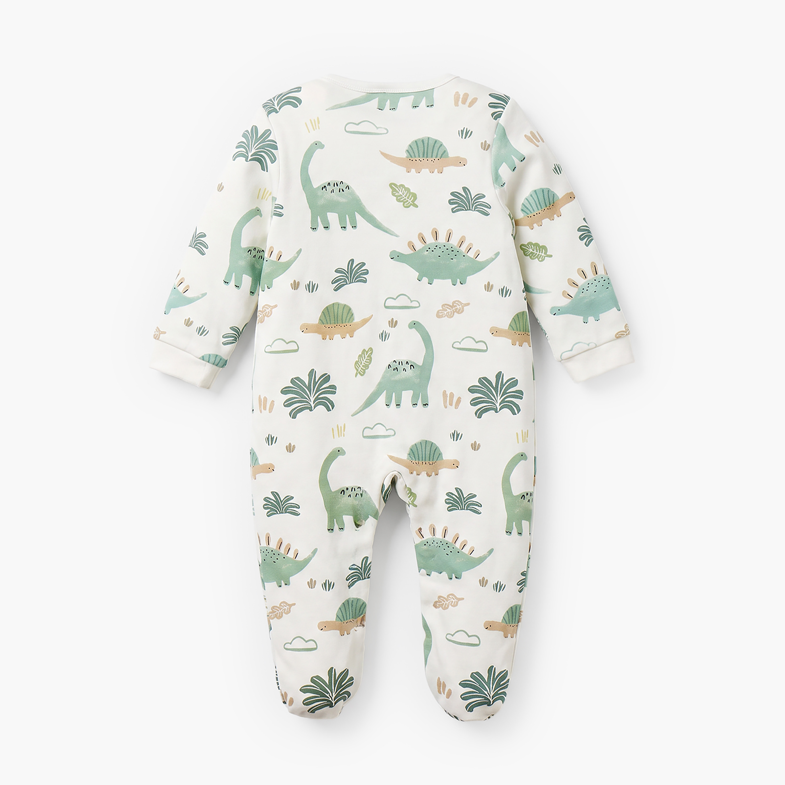 Pack of 2 Juniors Cotton Crew Neck Long Sleeves Sleepsuit with Dinosaur Print-baby-boys-clothing-nightwear-sleepsuits-image-3