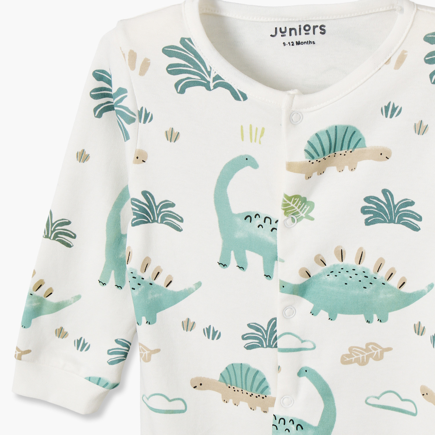 Pack of 2 Juniors Cotton Crew Neck Long Sleeves Sleepsuit with Dinosaur Print-baby-boys-clothing-nightwear-sleepsuits-image-5
