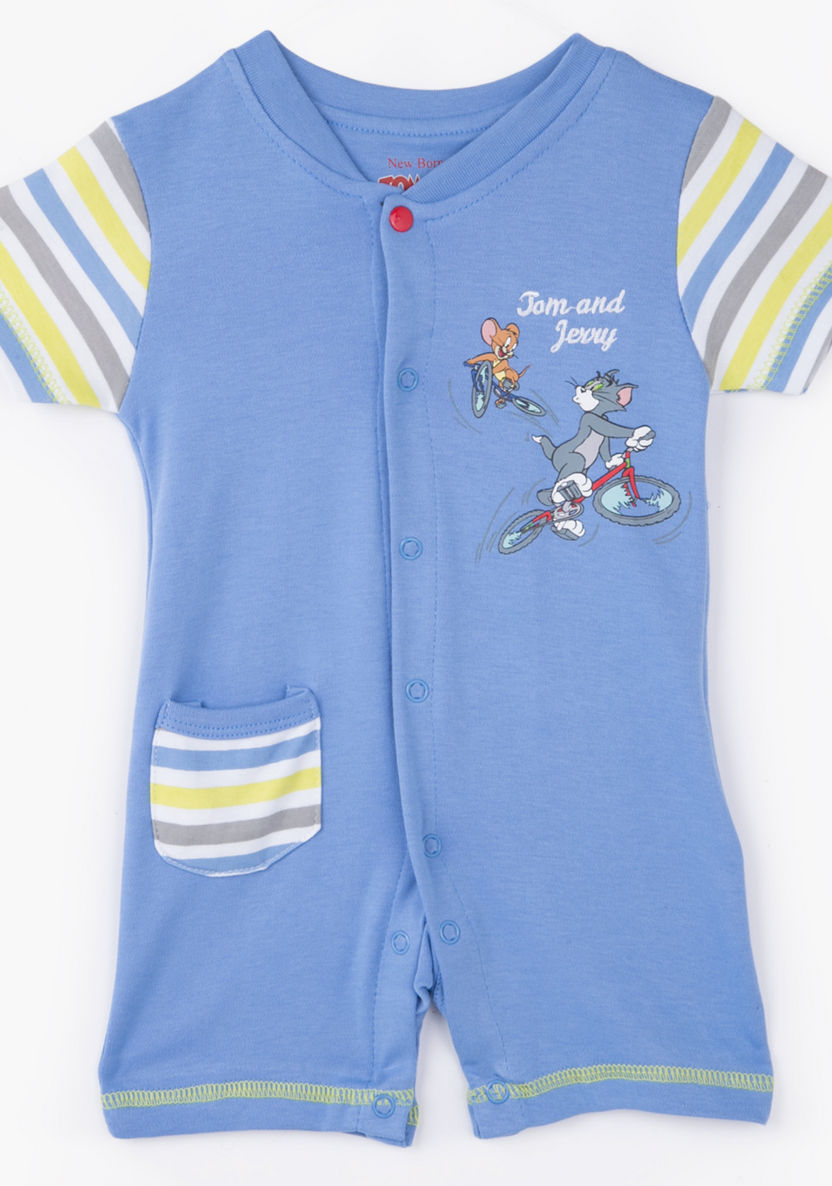 Tom and Jerry Striped Romper-Rompers%2C Dungarees and Jumpsuits-image-0