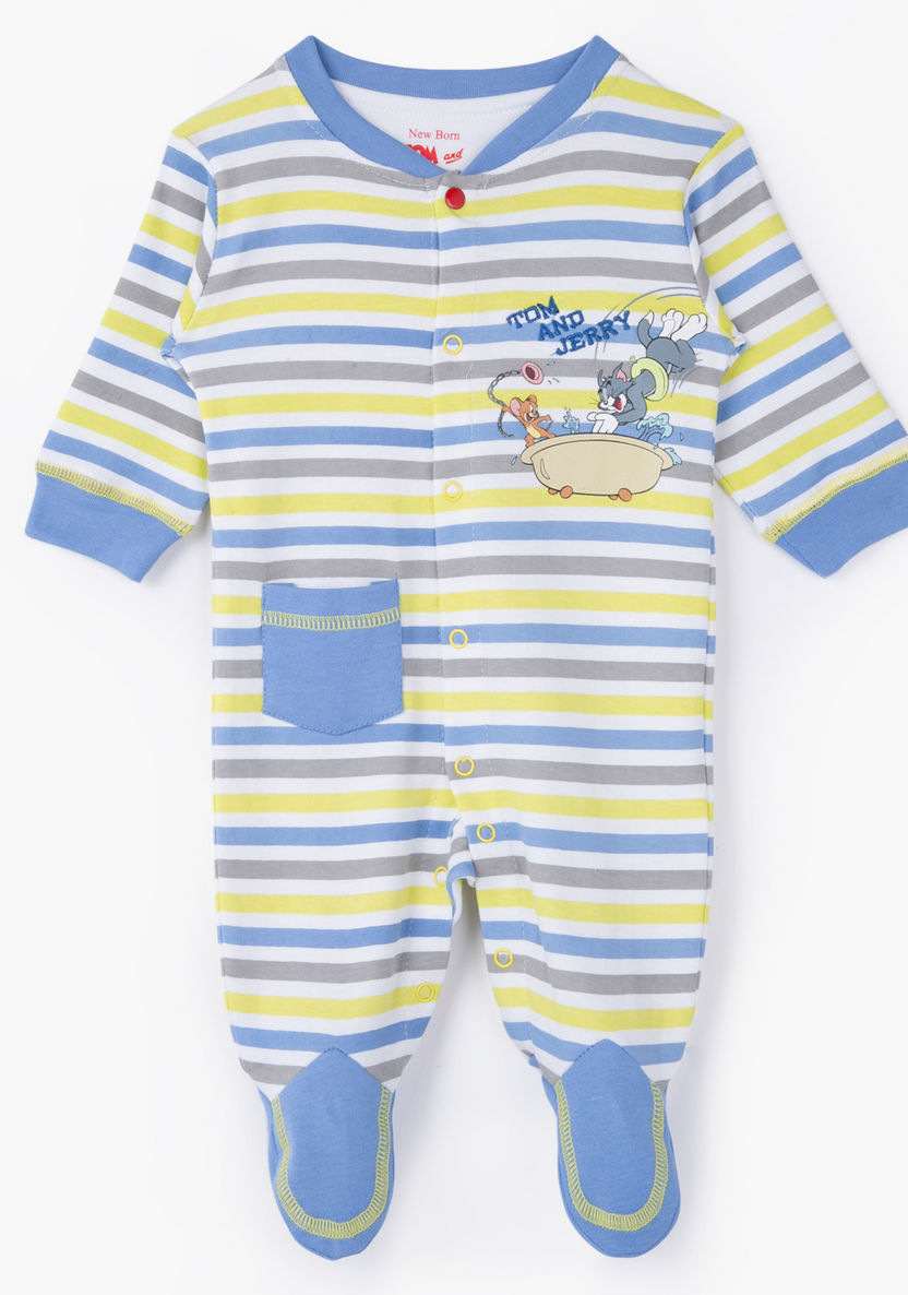 Tom and Jerry Striped Sleepsuit-Nightwear-image-0