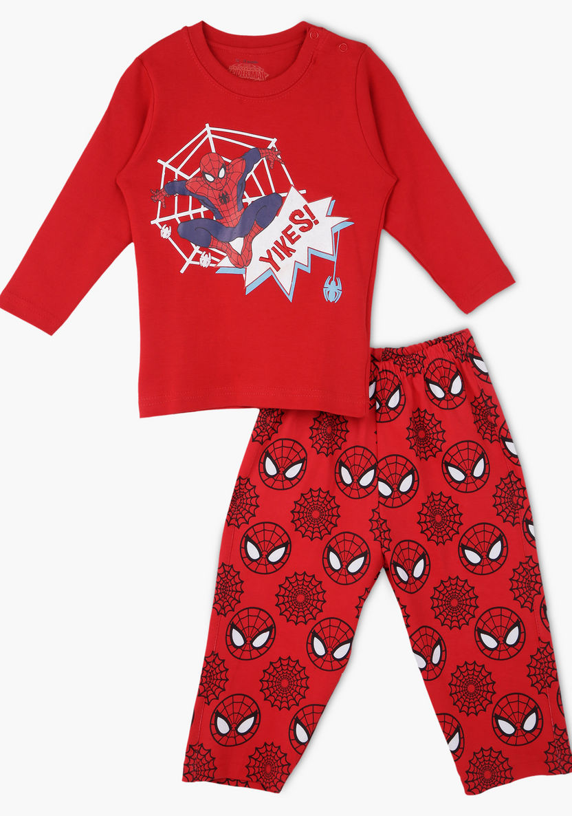 Spider-Man Printed Pyjama Set-Nightwear-image-0