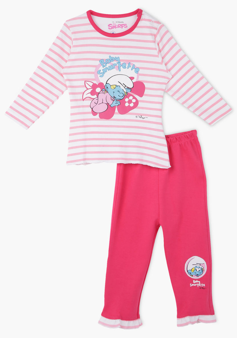 The Smurfs Printed Pyjama Set-Nightwear-image-0