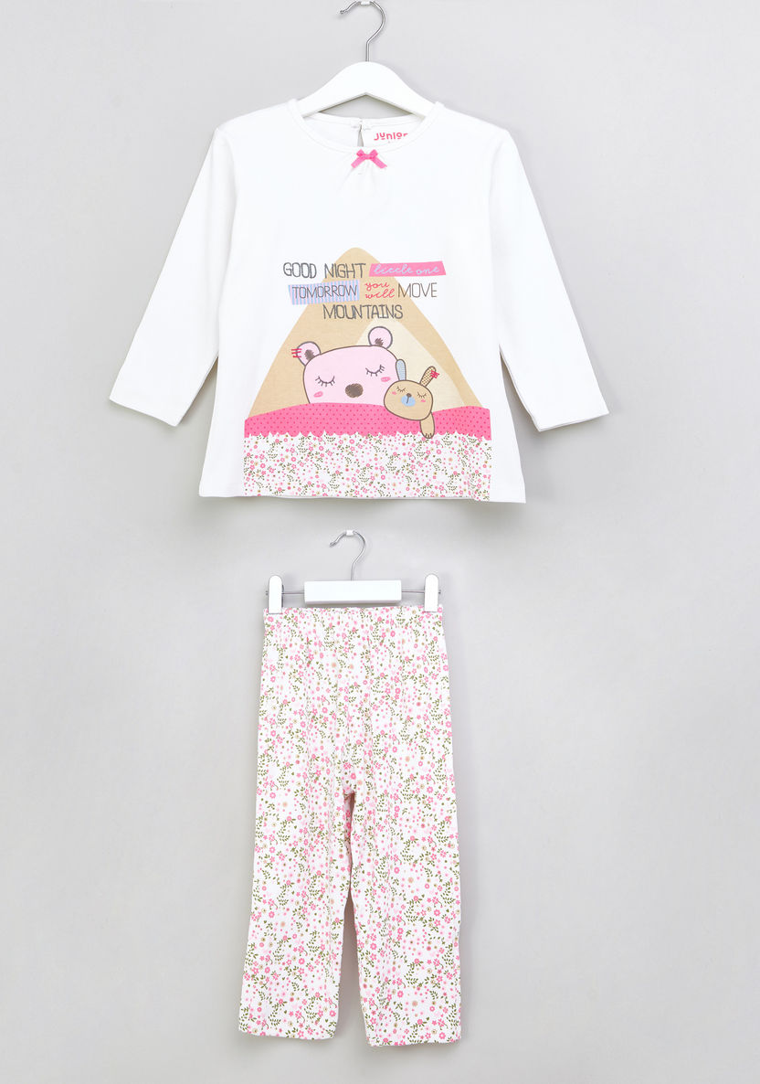 Juniors Printed Top and Pyjama Set-Clothes Sets-image-0