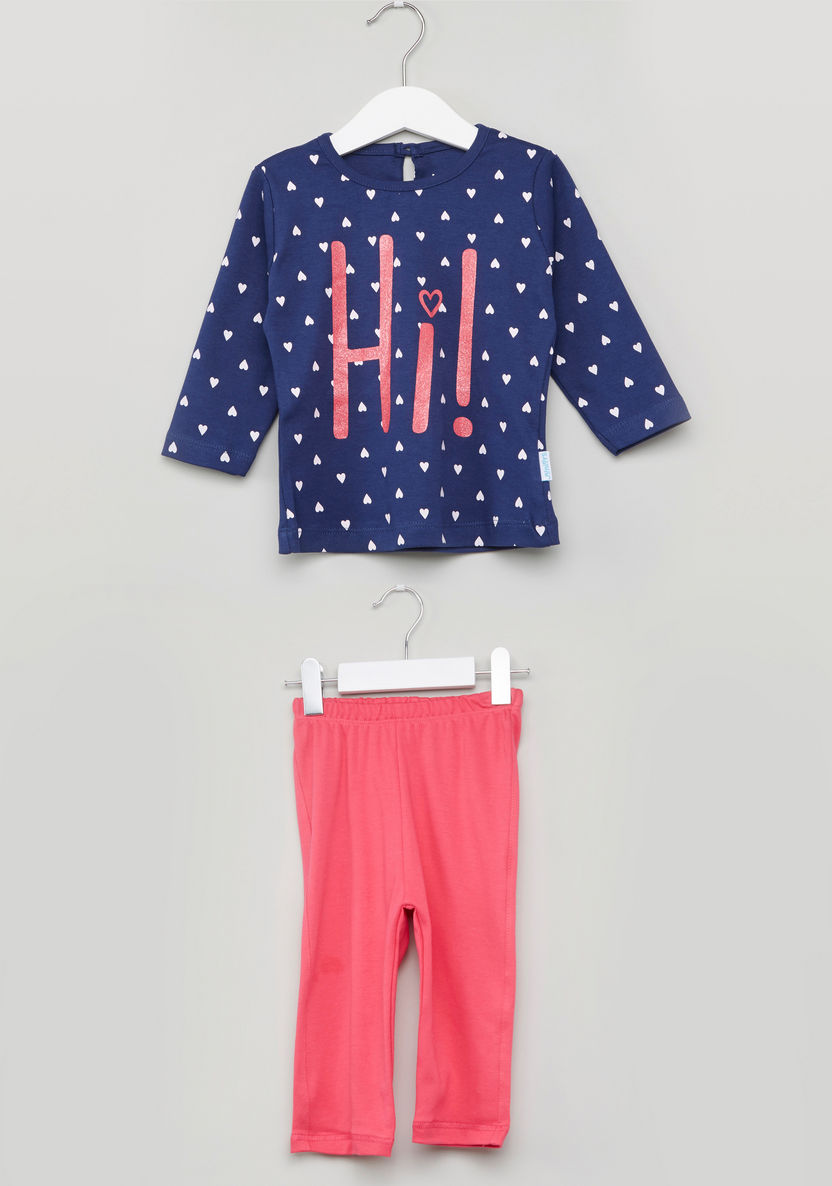 Juniors Printed Long Sleeves Top and Pyjama Set-Pyjama Sets-image-0
