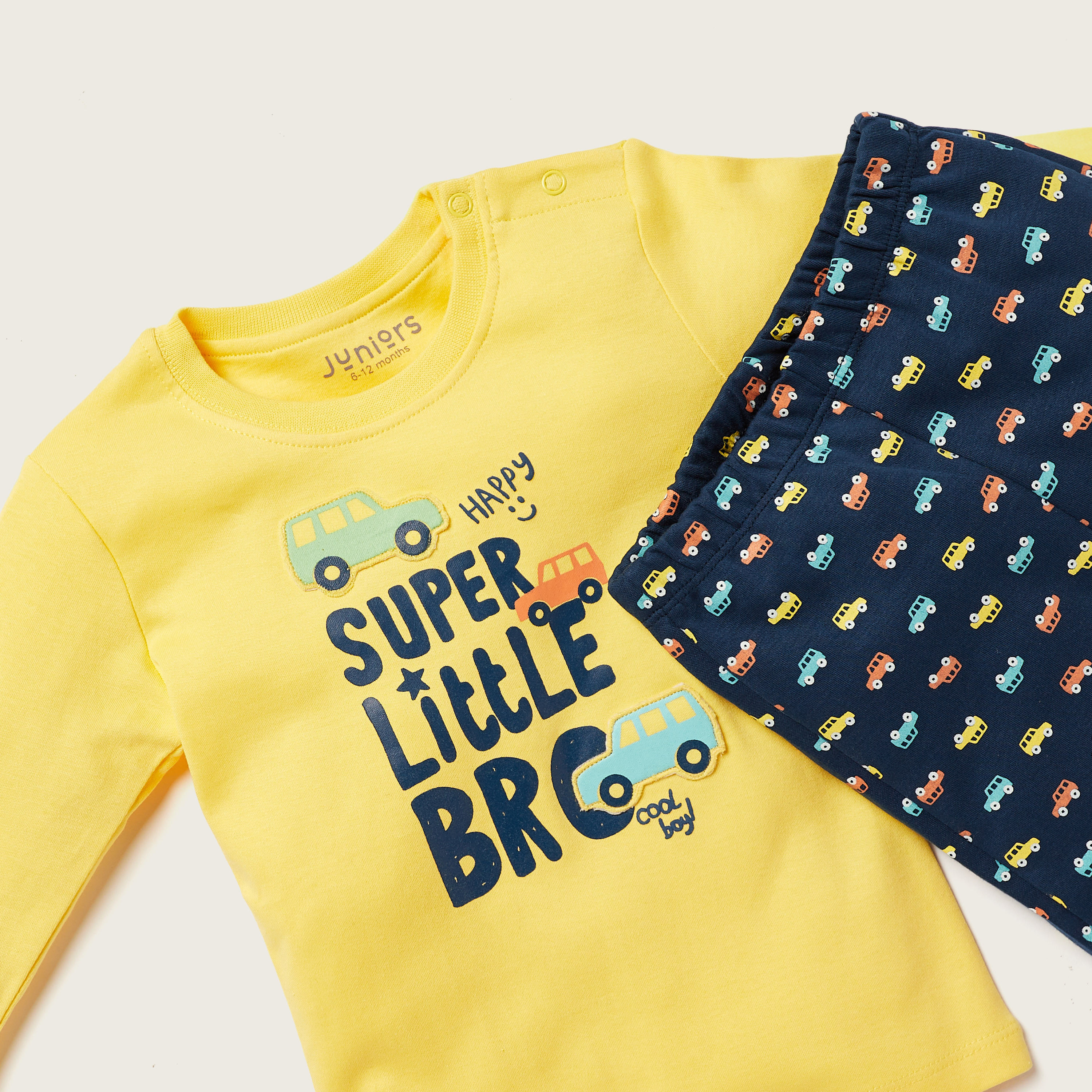 Juniors Printed Long Sleeve T-shirt and Pyjama Set-baby-boys-clothing-nightwear-pyjamasets-image-4