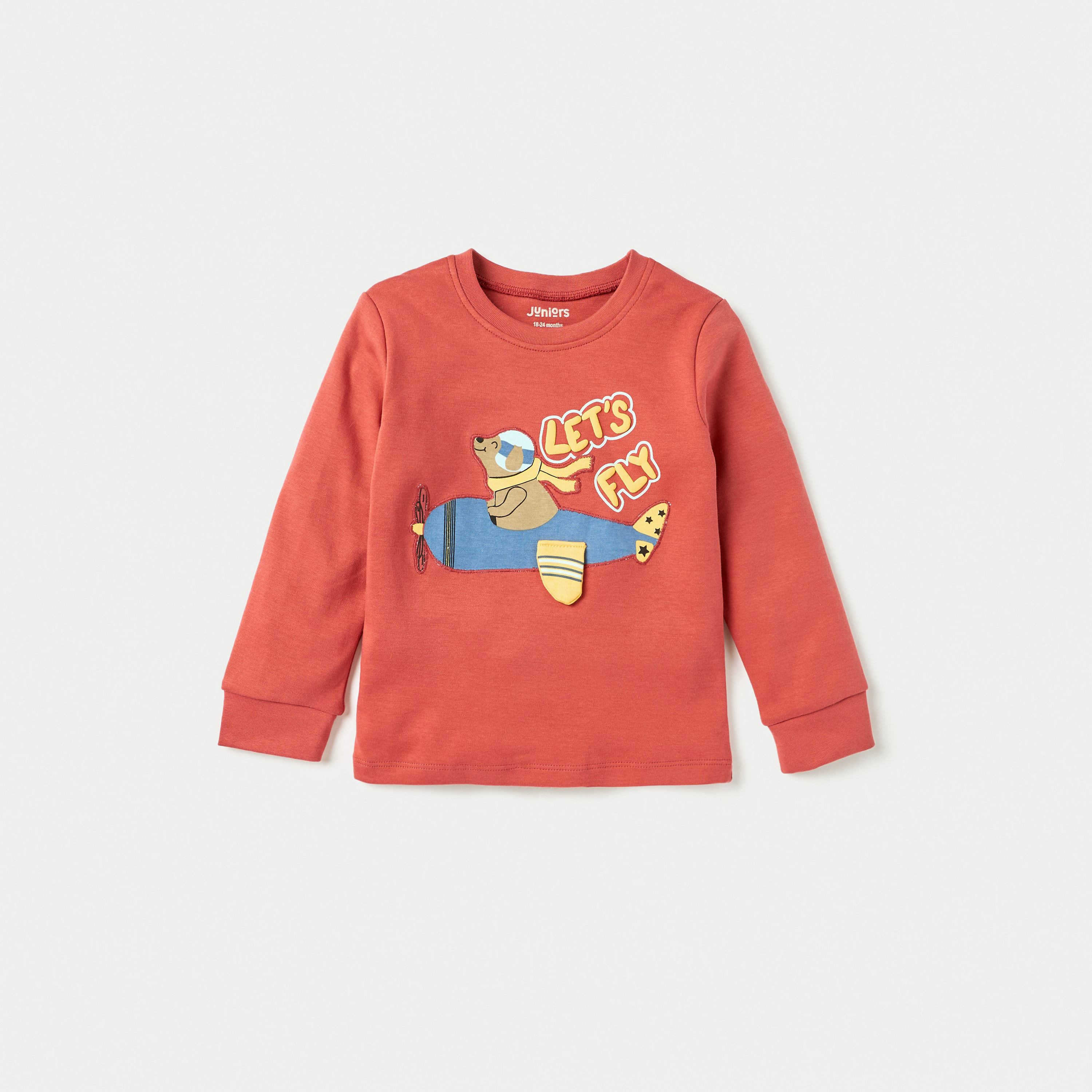 طقم بنطلون بيجاما مطاطي وتيشيرت بأكمام طويلة وتطريز دب من جونيورز-promo_babyshop_Buy3for99_UAE130126-image-2